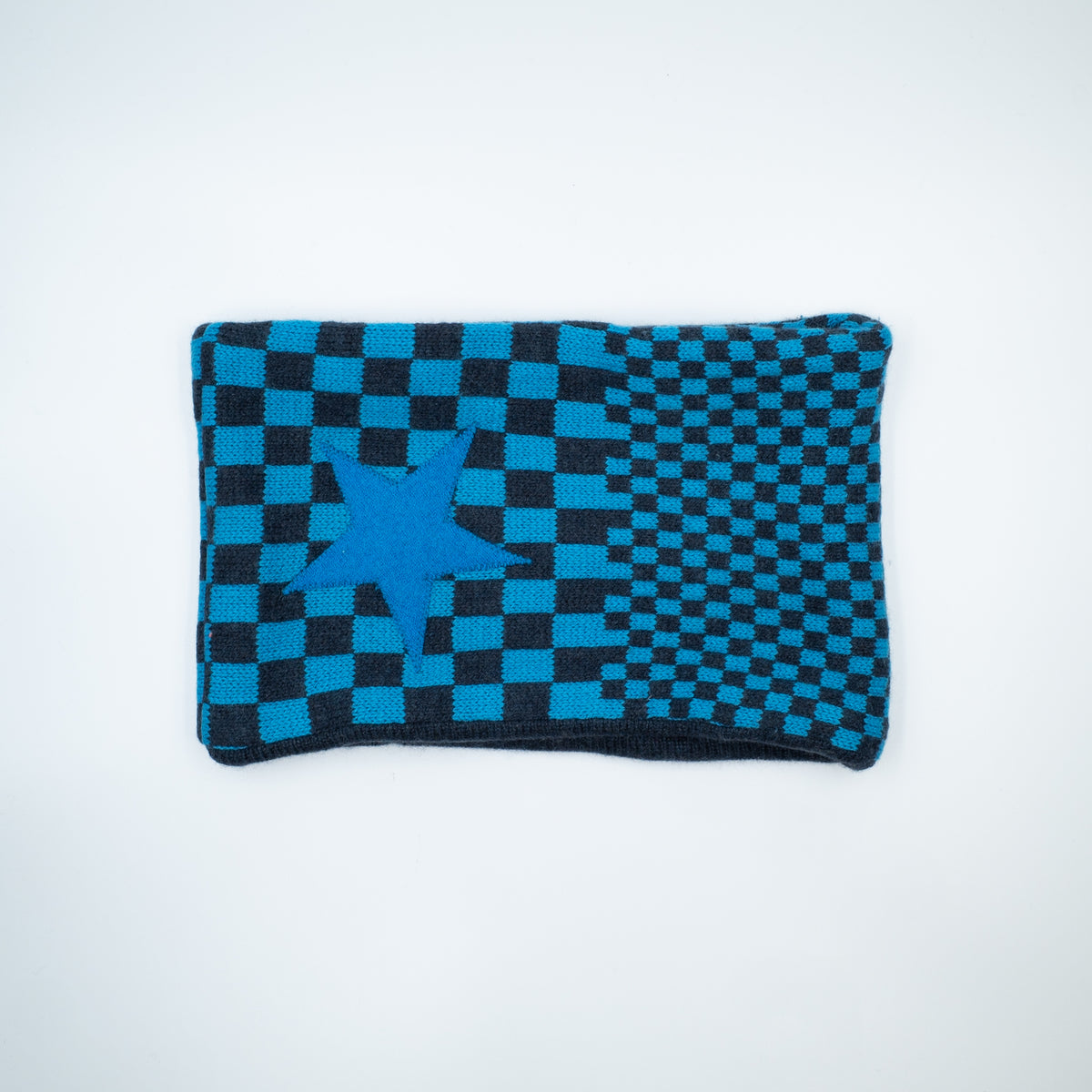 Turquoise and Charcoal Check Neck Warmer