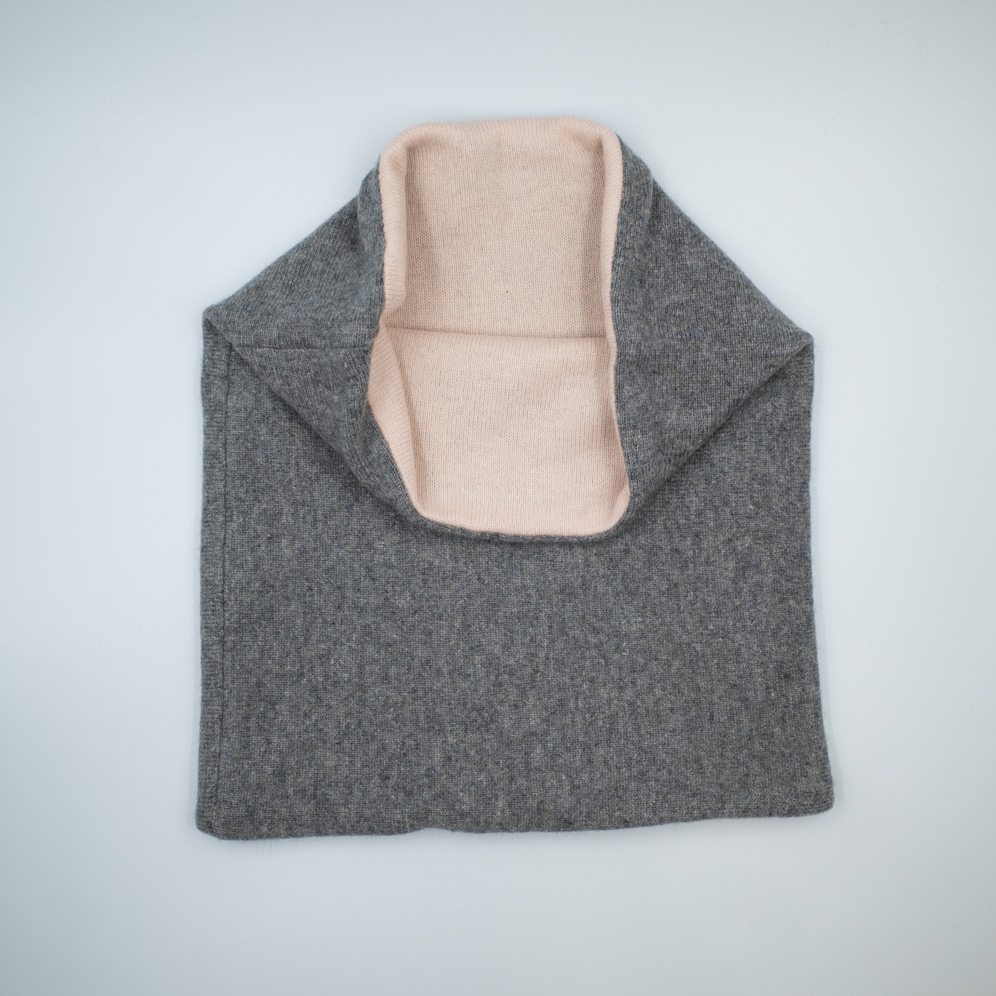 Pale Oyster Pink and Smoke Grey Luxury Double Layered Snood