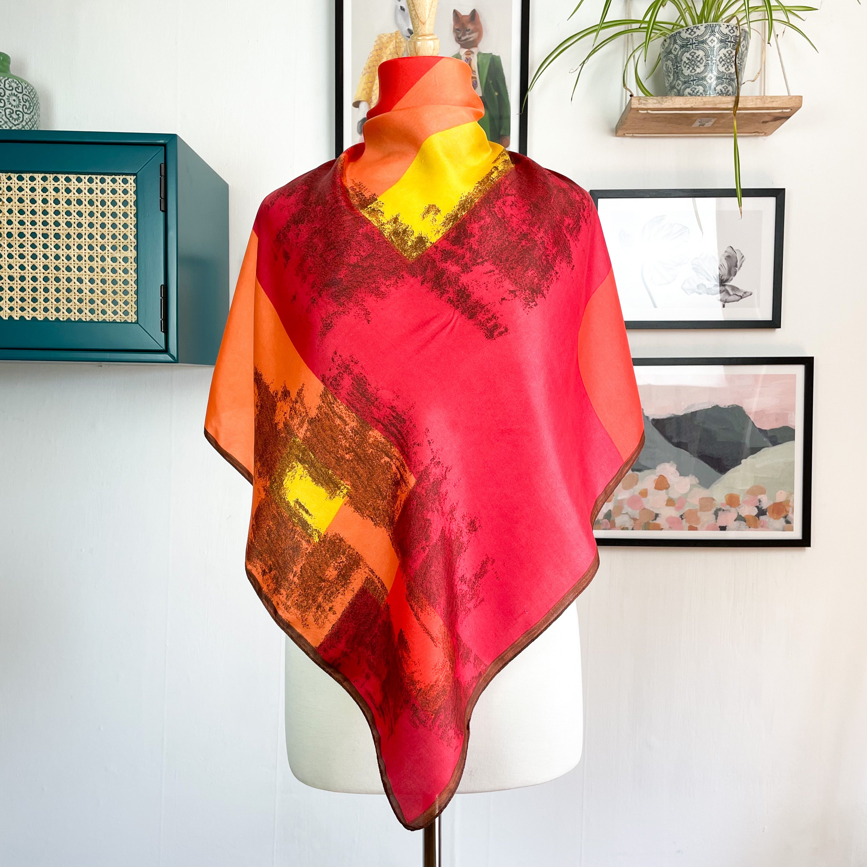 Abstract Design Vintage Silk Scarf