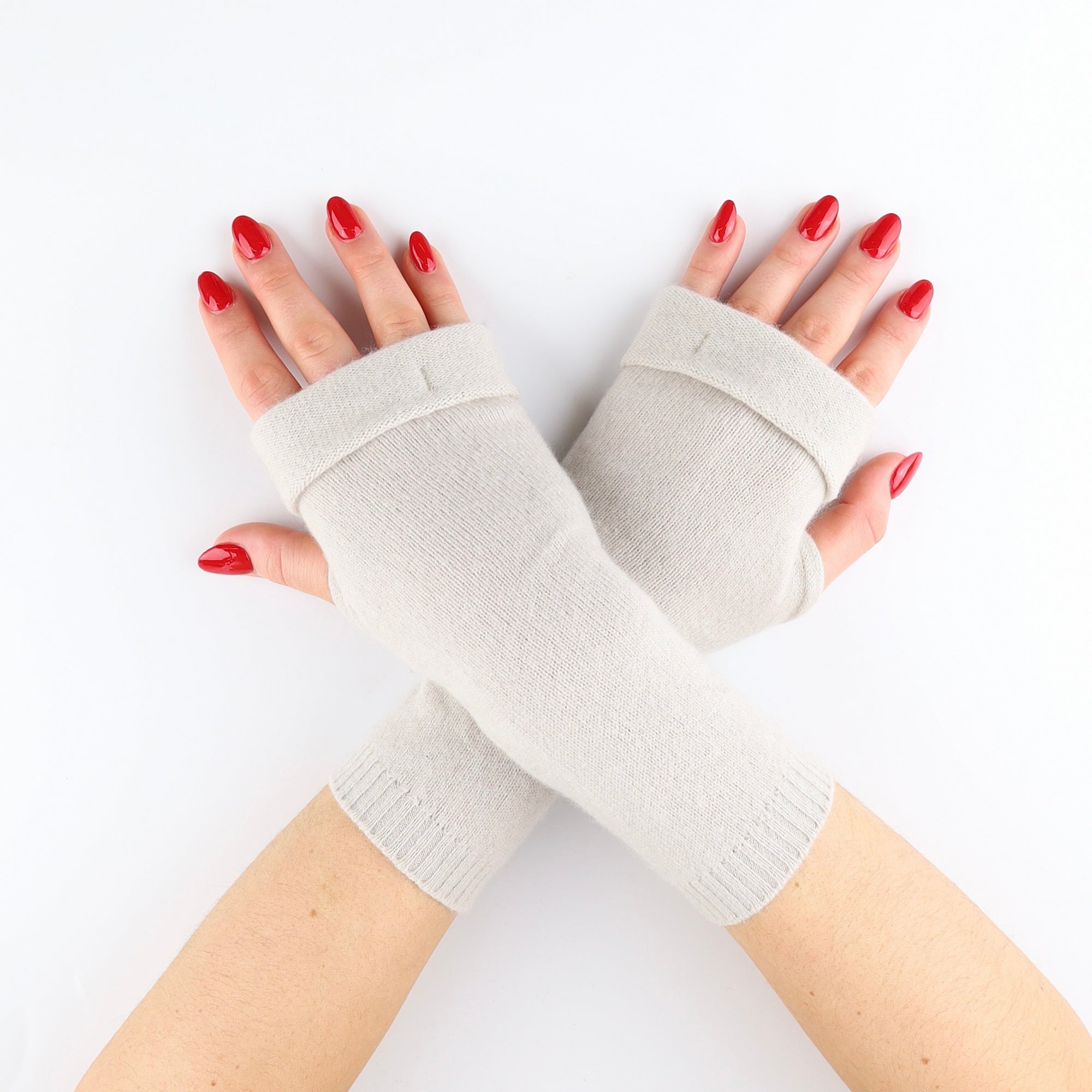Oyster Grey Cashmere Fingerless Gloves