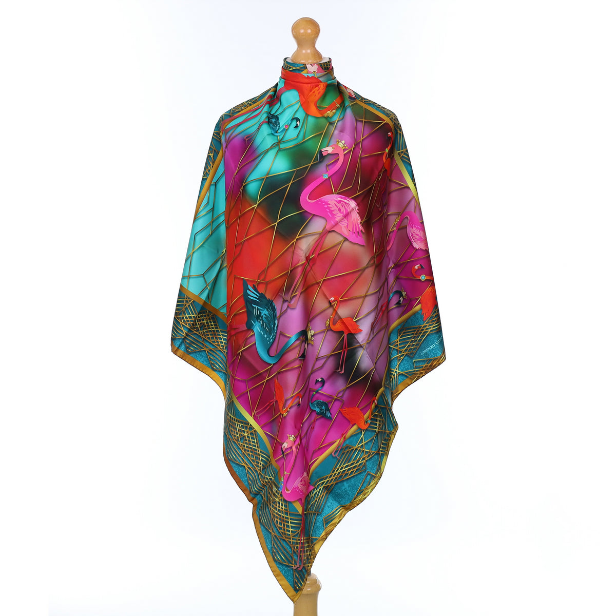 Brand New Lorenzo Vittani Colourful Flamingo Silk Scarf