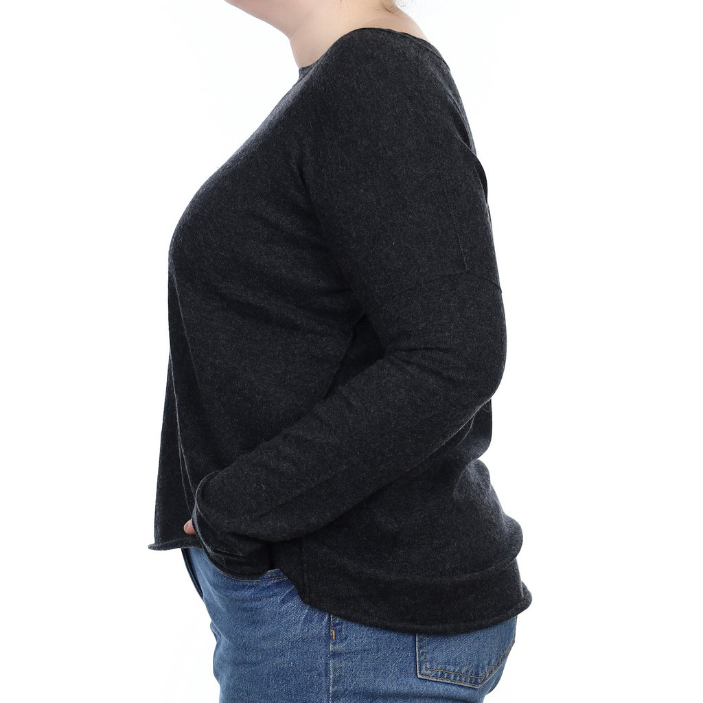 Vince Charcoal Grey Cashmere Lightweight Boat Neck Jumper Large