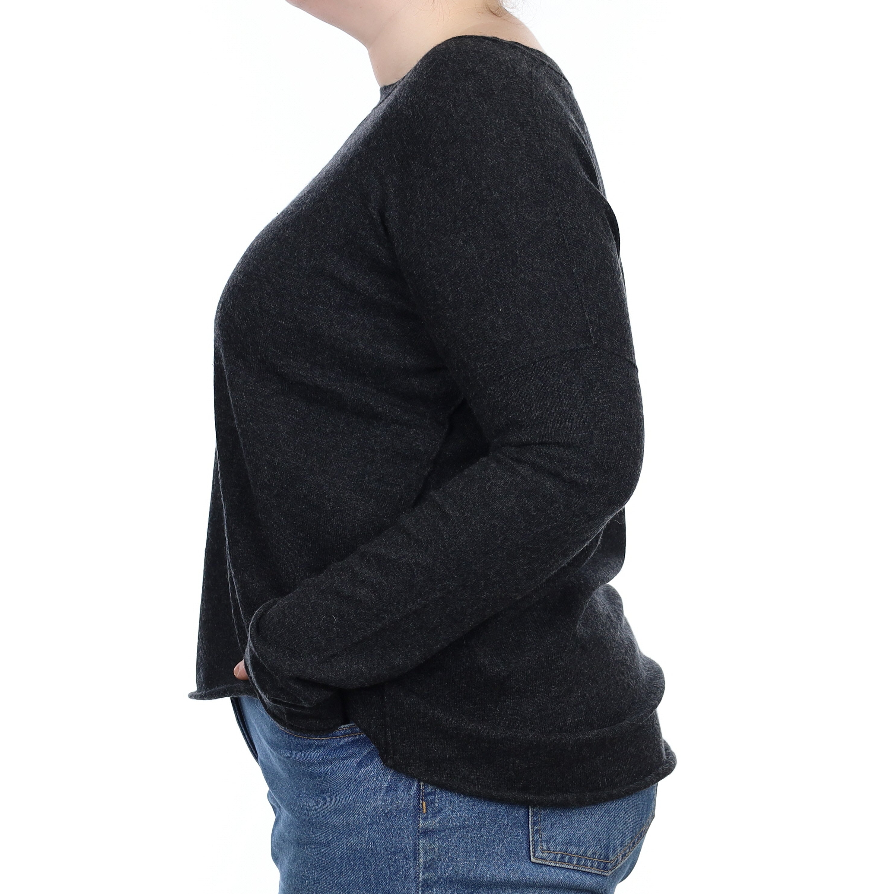 Vince Charcoal Grey Cashmere Lightweight Boat Neck Jumper Large