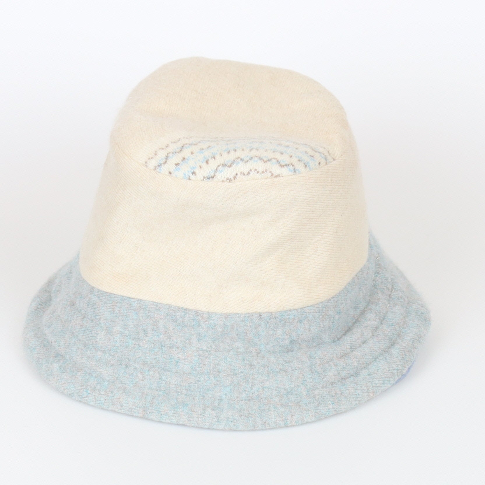 Light Denim Blue Reversible Cashmere Bucket Hat Medium