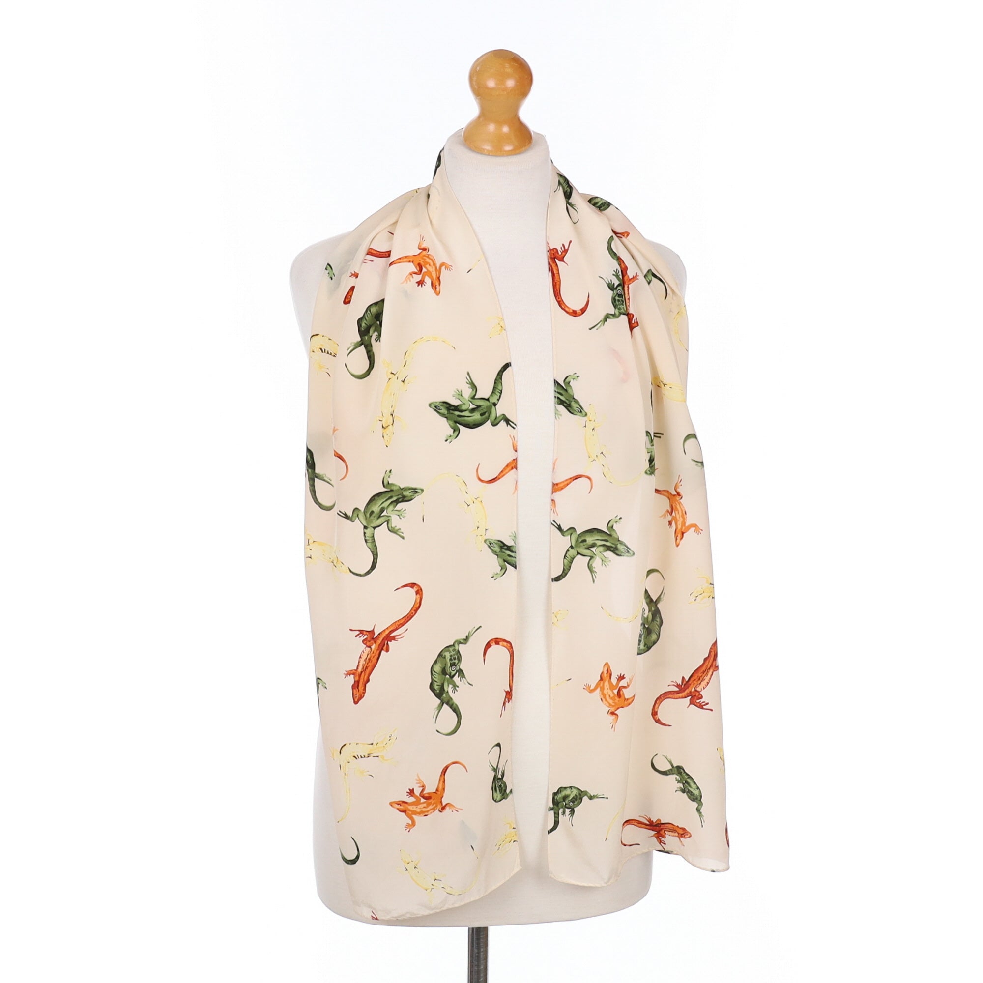 Codello Lizard Cream Silk Scarf