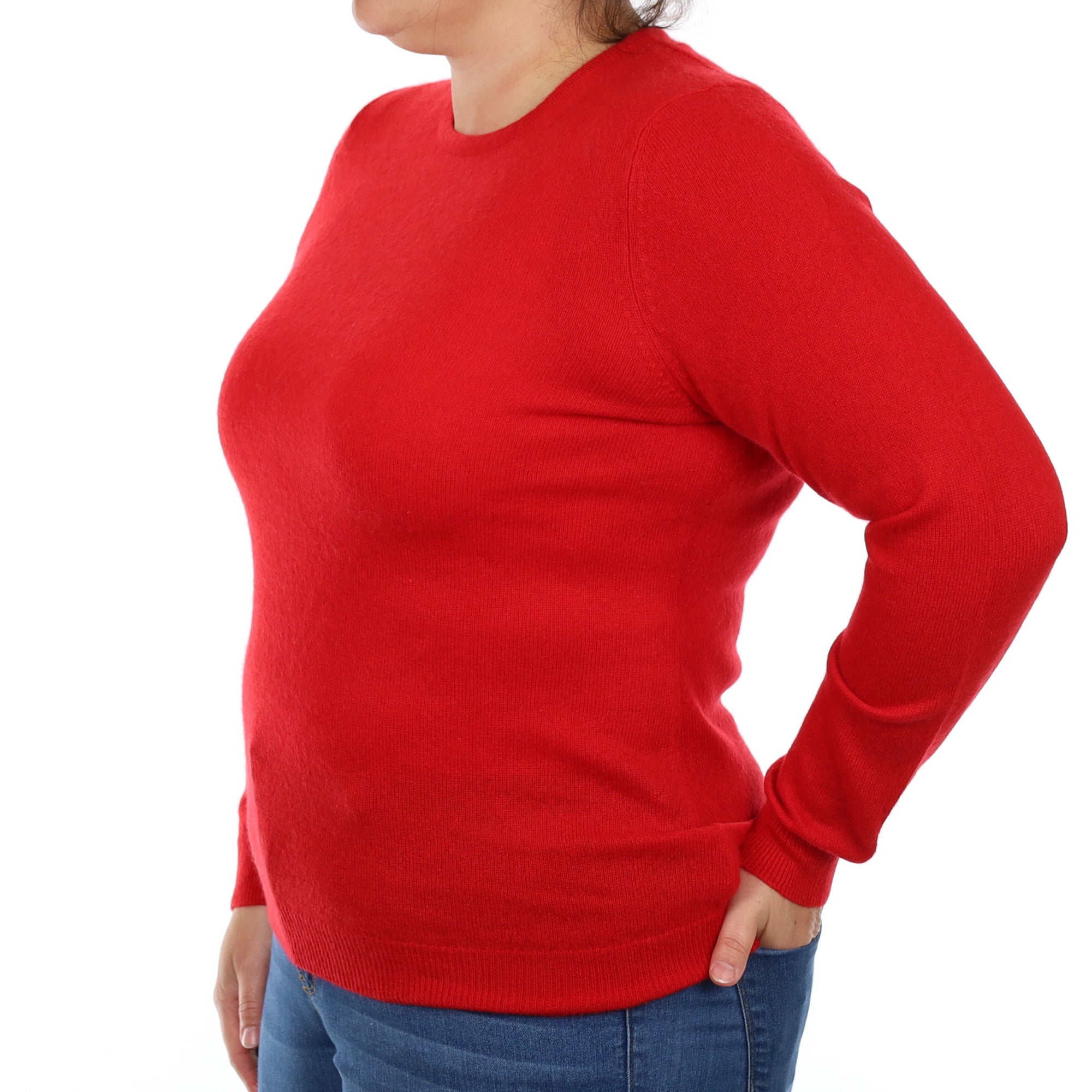 Post Box Red Cashmere Crew Neck Jumper Large