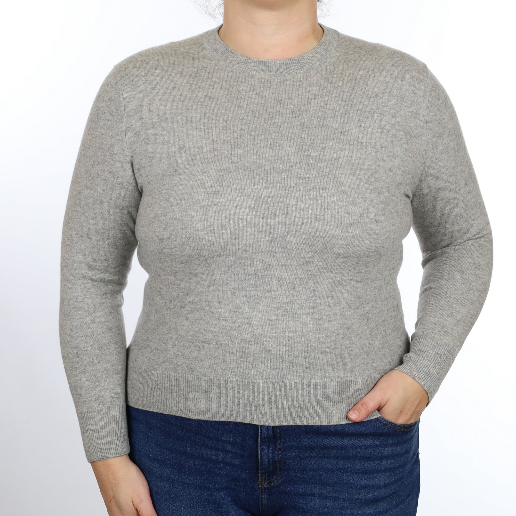 Smoke Grey Cashmere Crew Neck Jumper Large