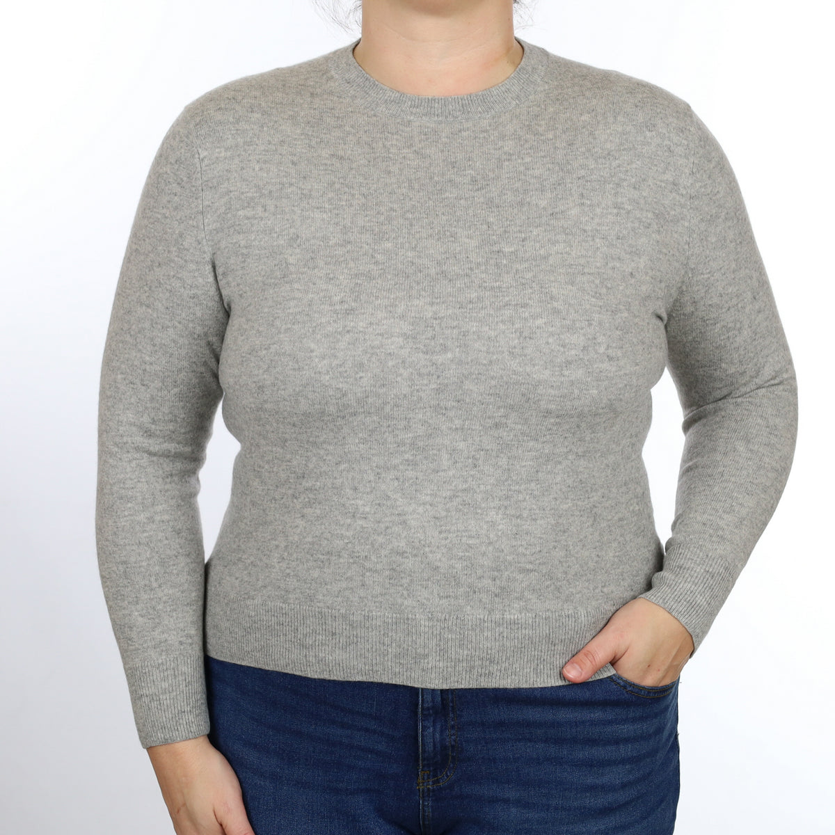 Smoke Grey Cashmere Crew Neck Jumper Large