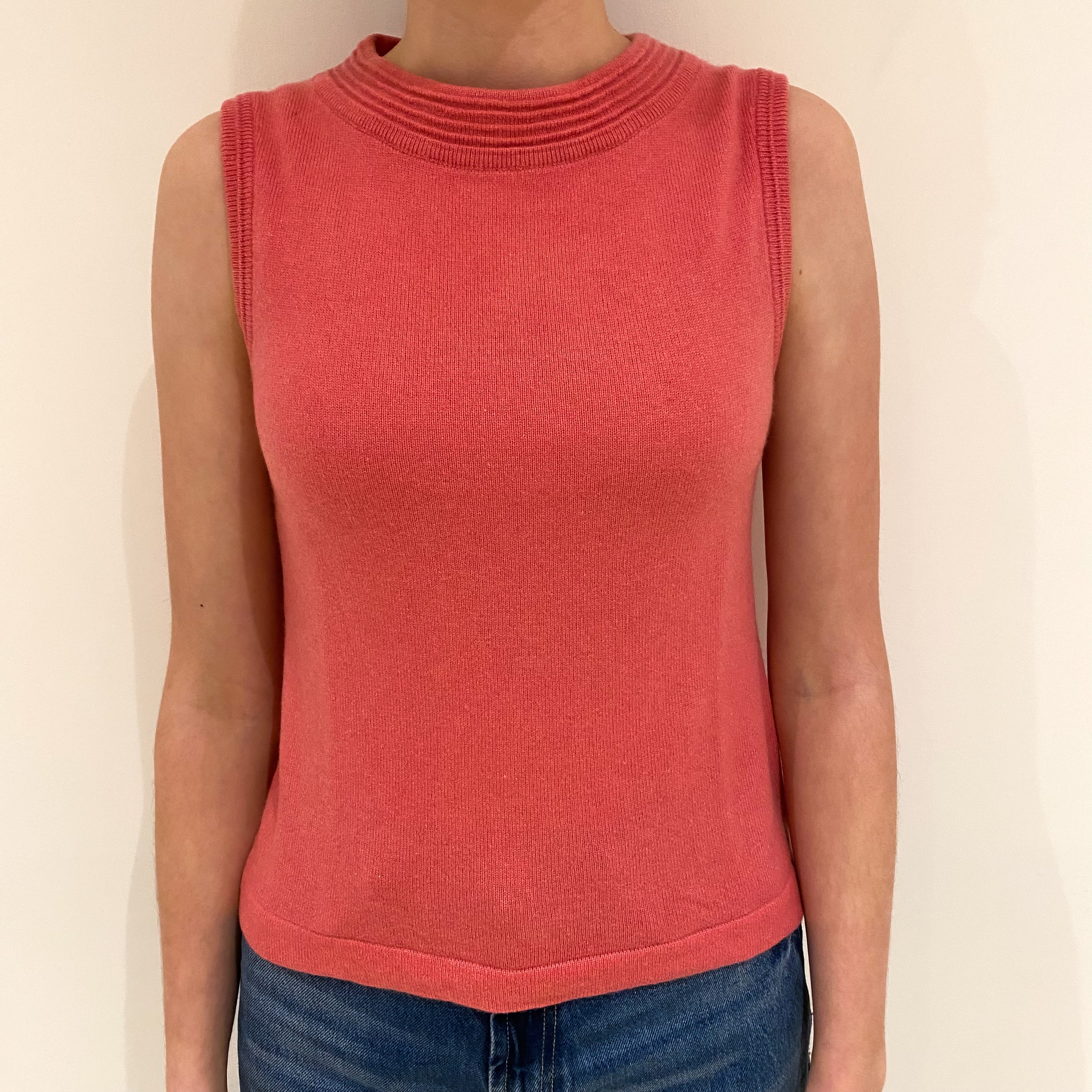 Lupin Pink Cashmere Crew Neck Tank Top Extra Small