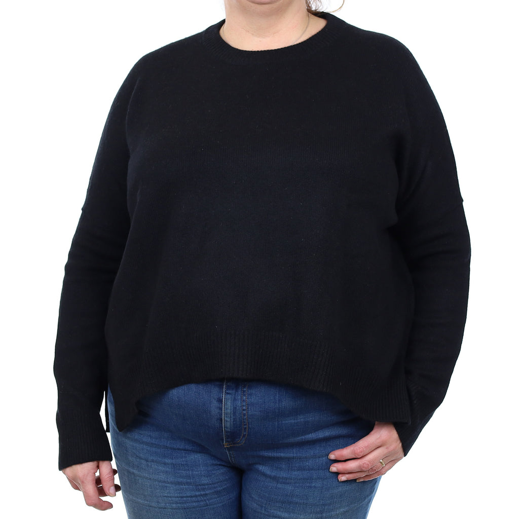 Allsaints Black Chunky Cashmere Slouchy Crew Neck Jumper XL