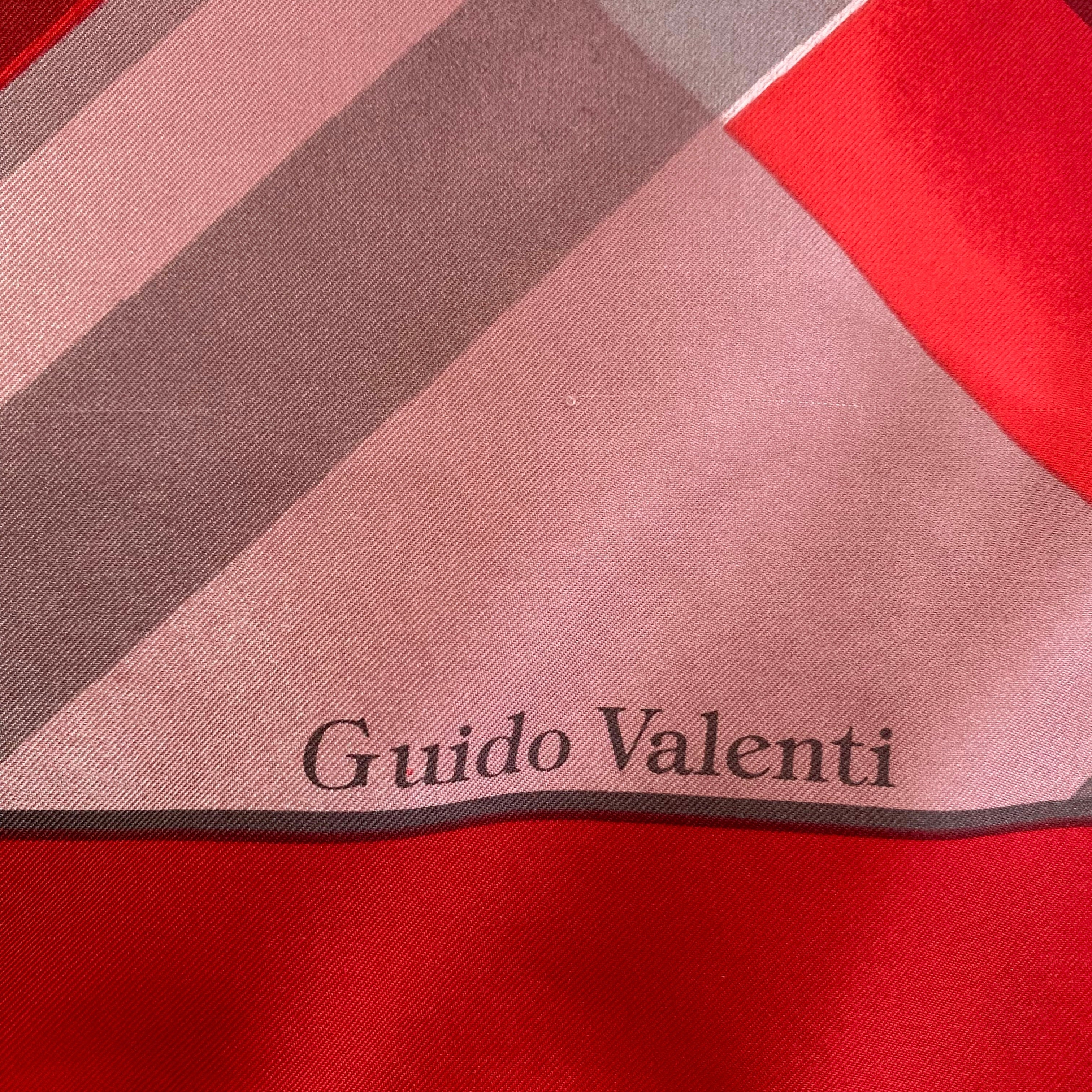 Guido Valenti Red Vintage Silk Scarf