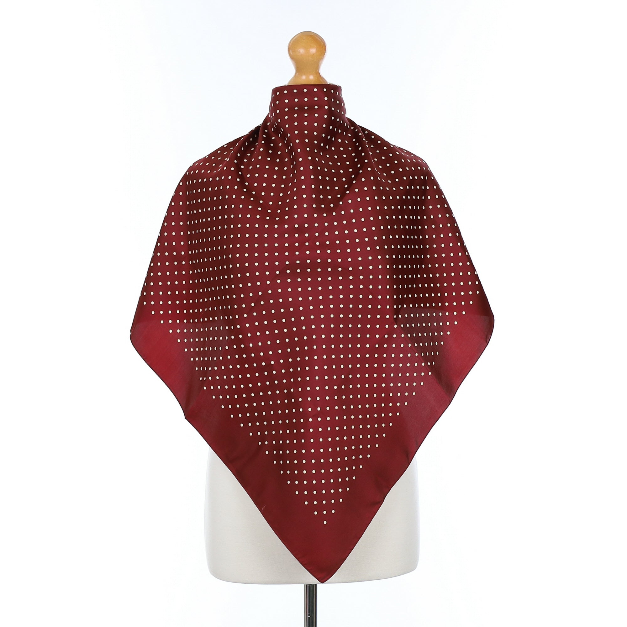 Deep Red and Cream Spotted Silk Scarf