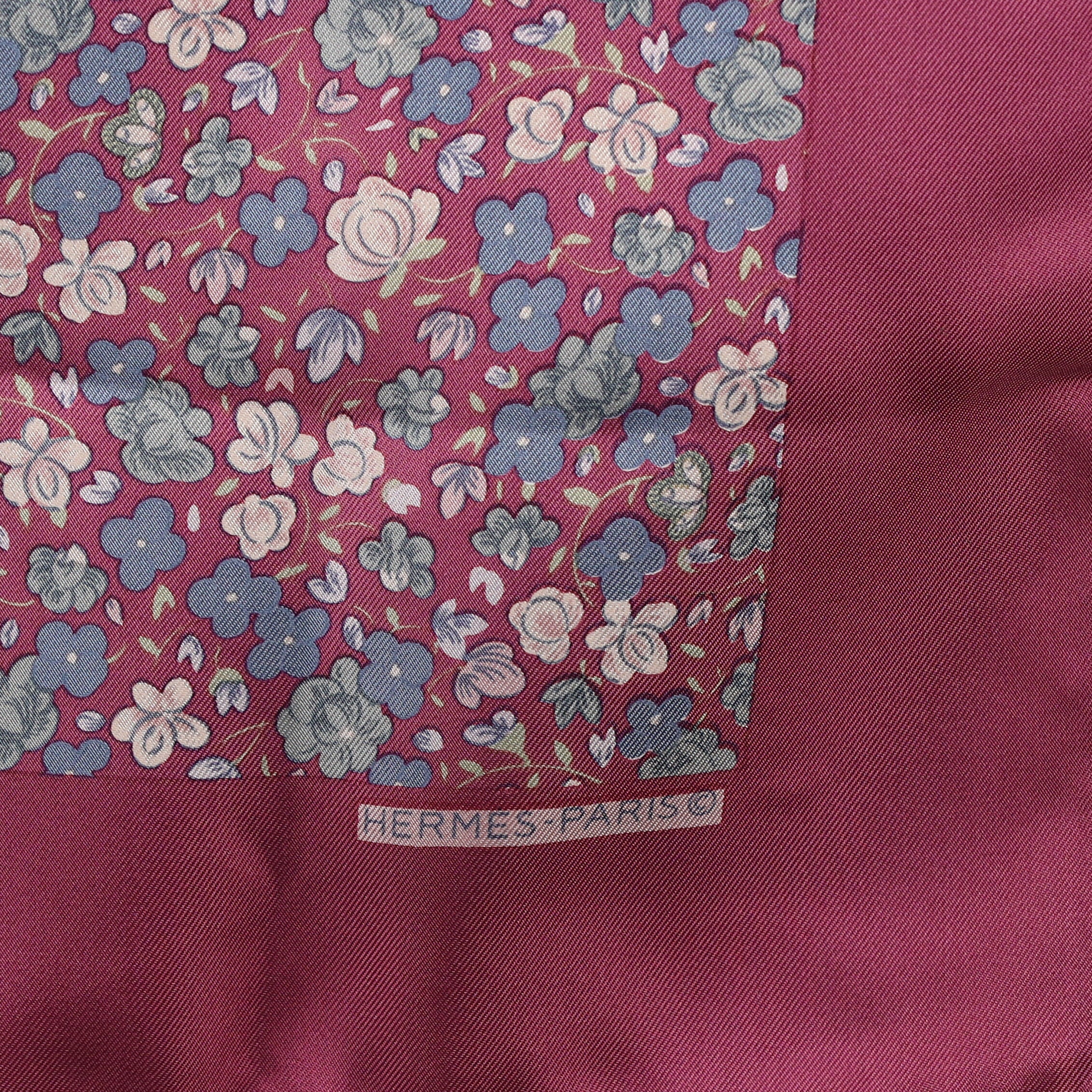 Hermès Purple Floral 42 Silk Scarf