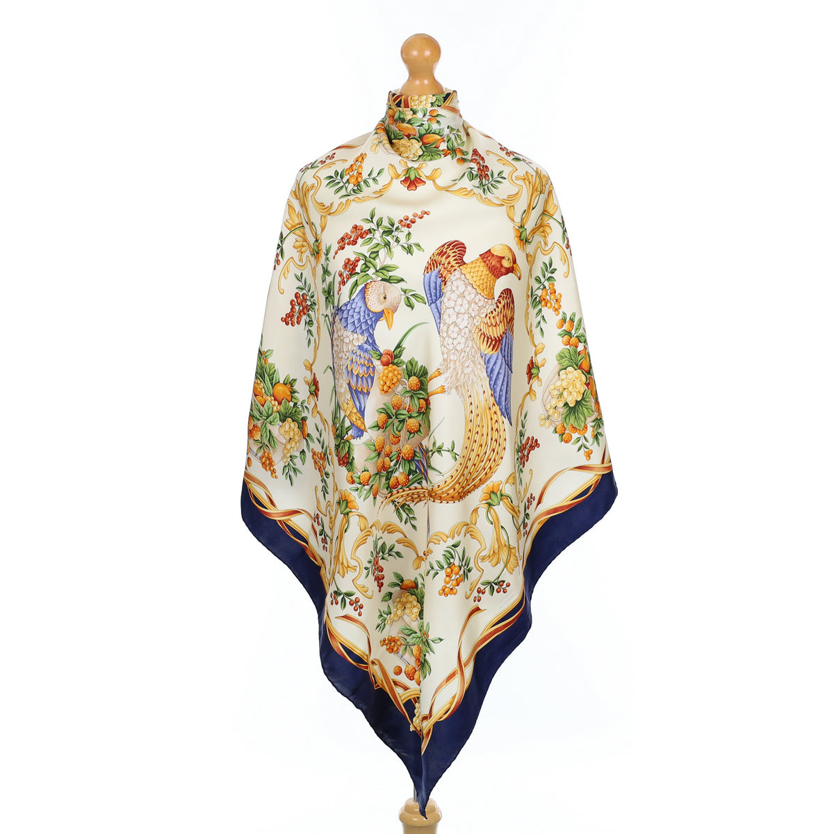 Salvatore Ferragamo Exotic Bird Design Silk Scarf