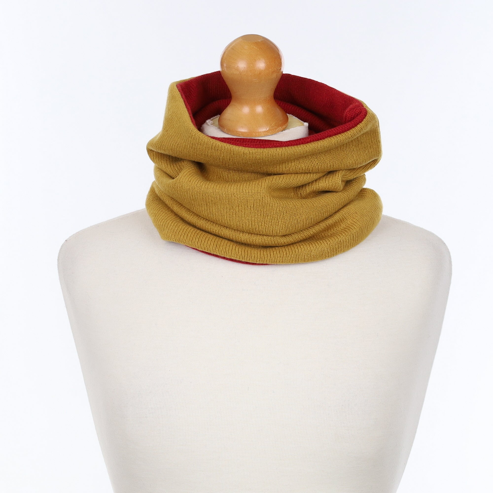 Mustard and Crimson Red Luxury Double Layered Snood