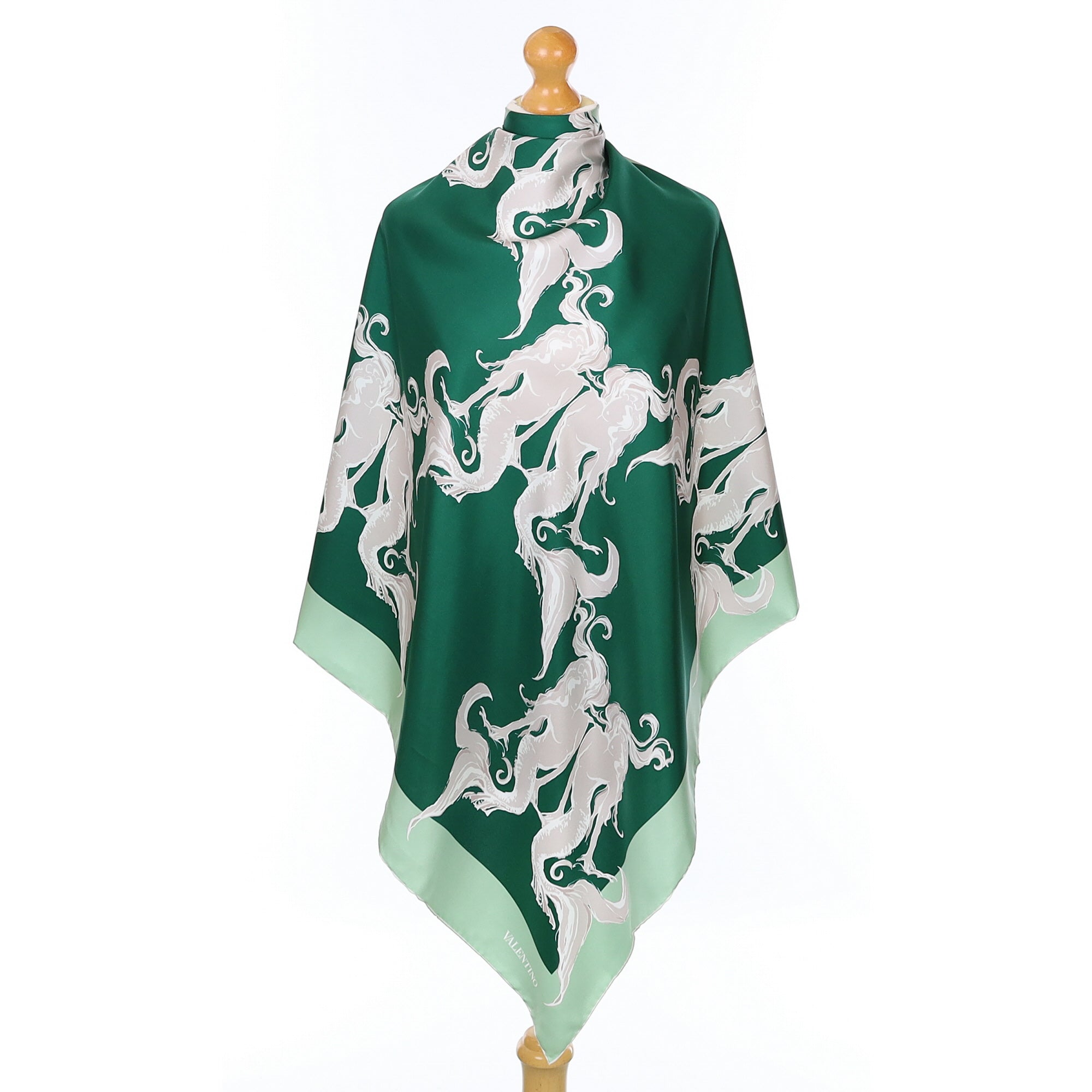 Brand New Valentino Green Mermaid Silk Scarf