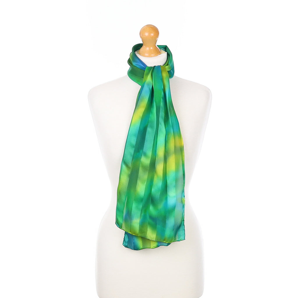 Unworn Elaine Rippon Green Silk Scarf