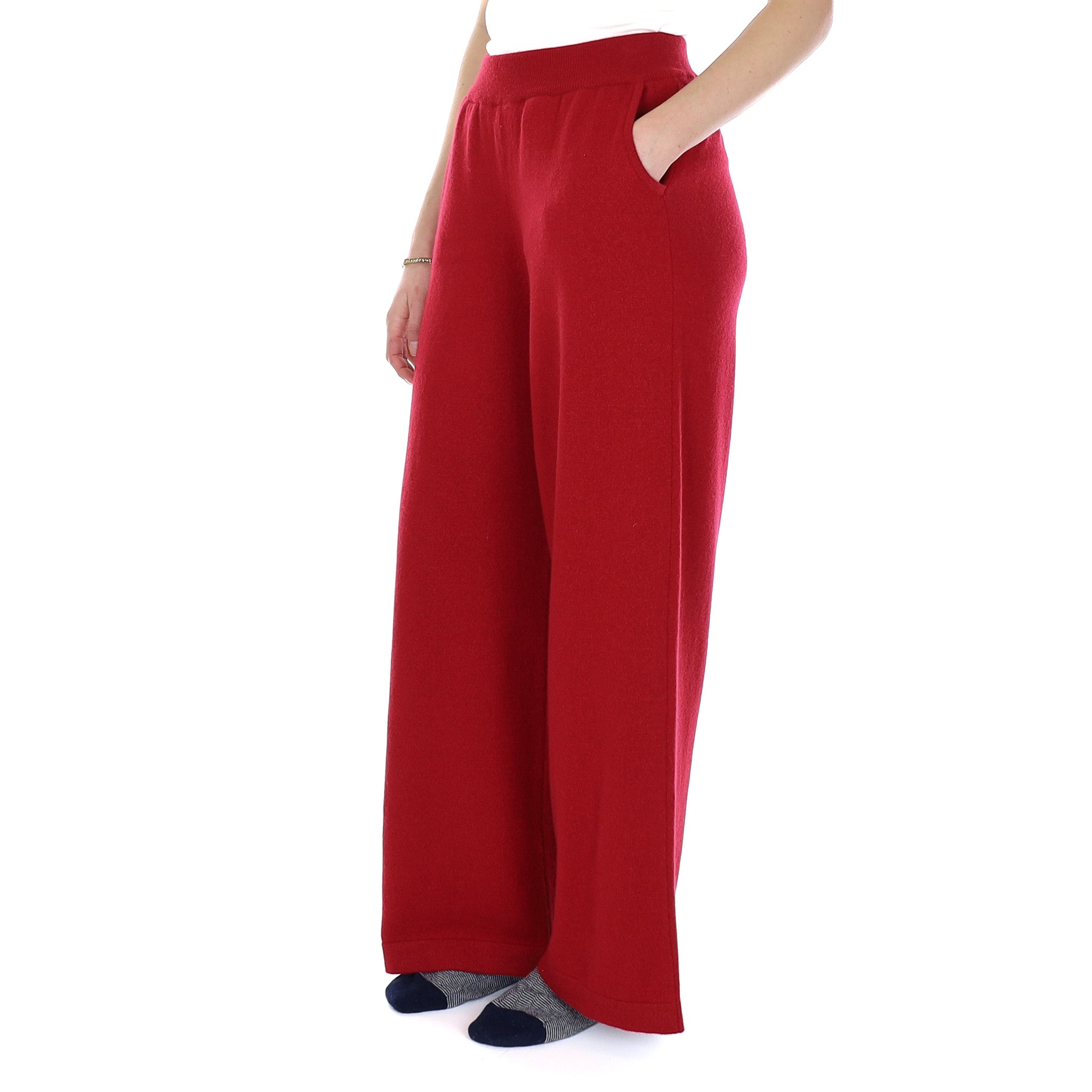 Brand New Scottish Berry Red Cashmere Wide Leg Lounge Pants Small