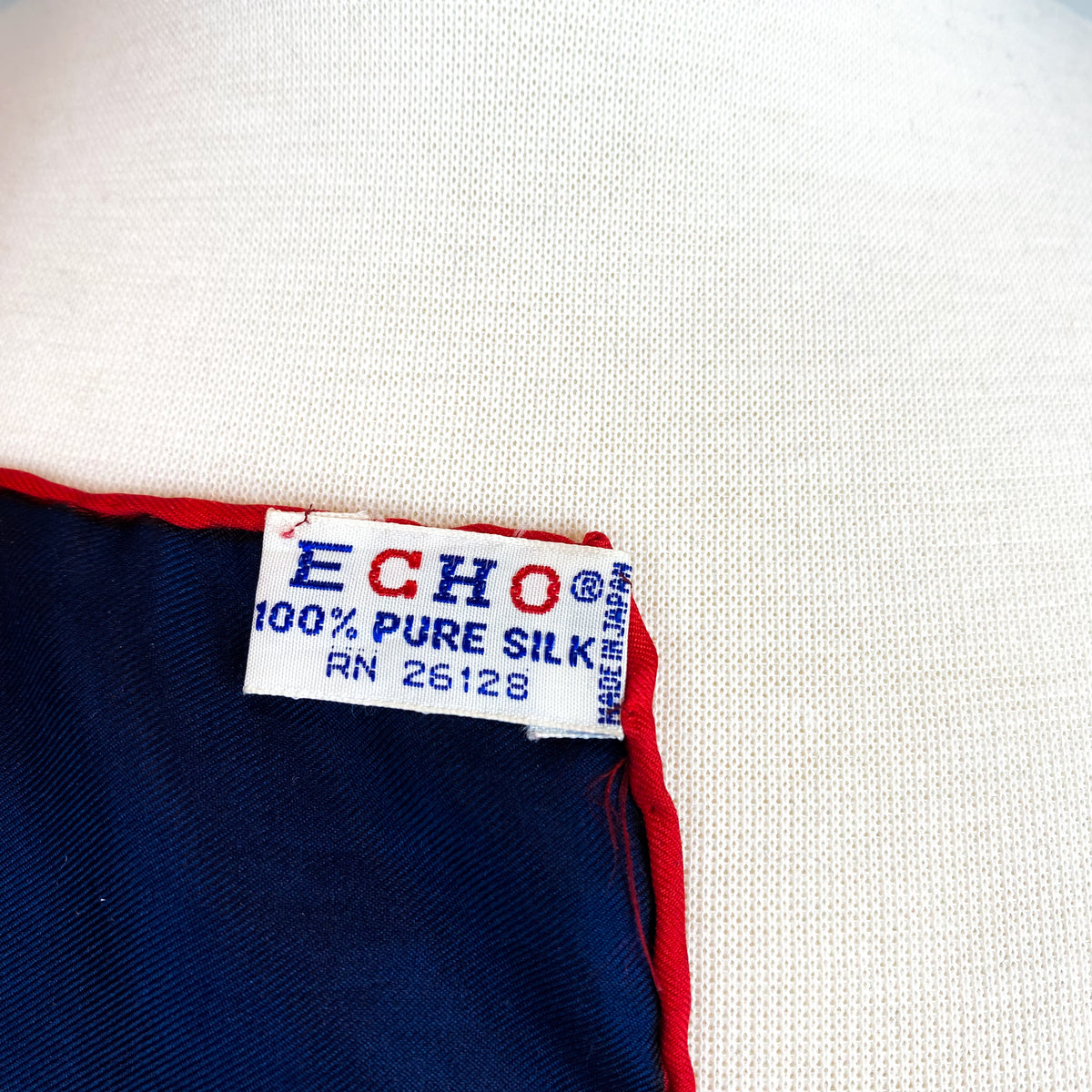 Echo Red White and Blue Pattern Silk Scarf