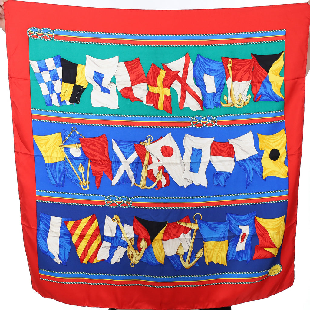 Brand New Gucci Flag Design Vintage Silk Scarf