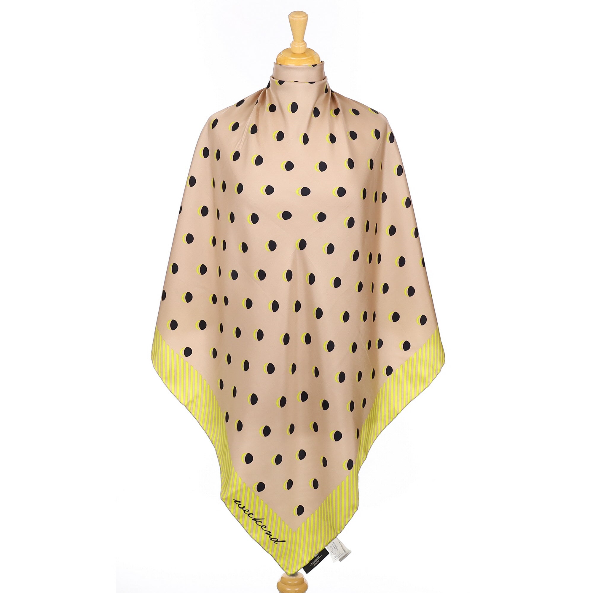 Immaculate MaxMara Taupe and Lime Silk Scarf