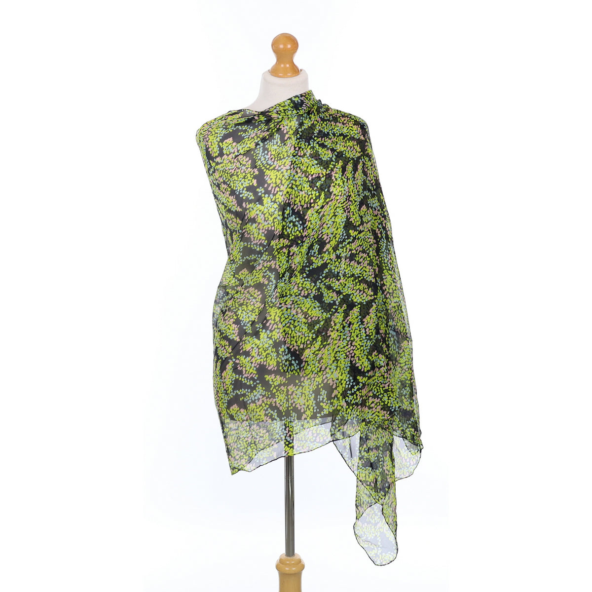 Brand New LK Bennett Abstract Green and Black Silk Scarf