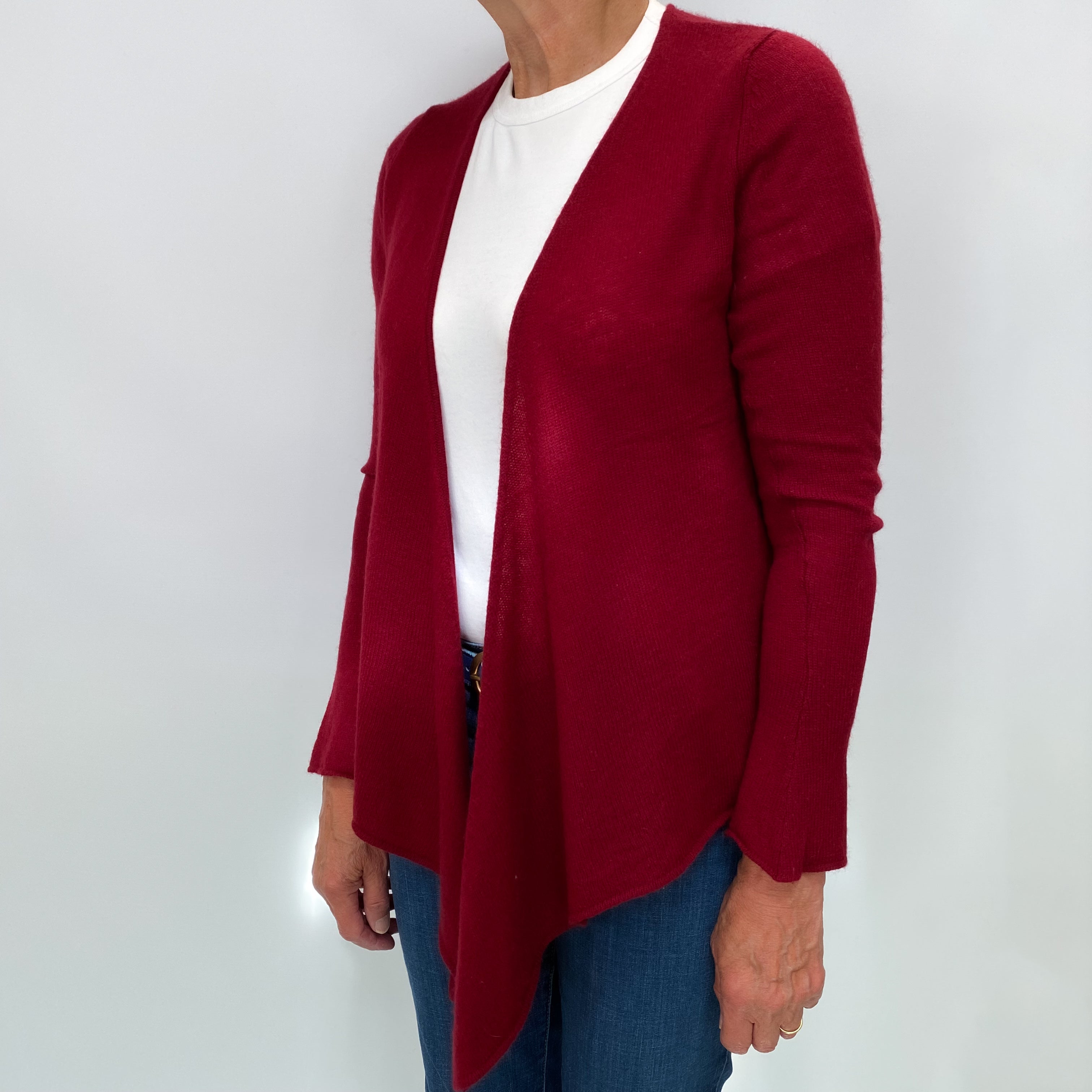Burgundy Red Cashmere Tie Front Cardigan Medium