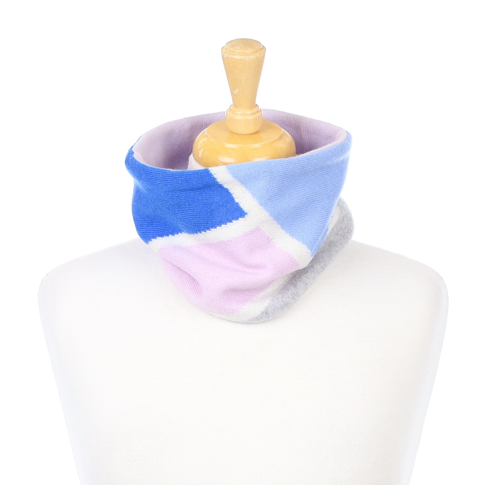Lilac Purple and Blue Block Pattern Neck Warmer