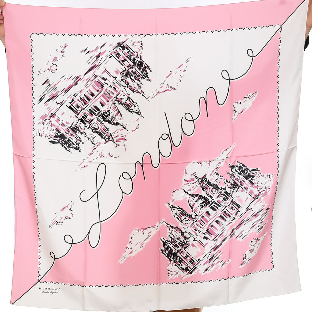 Brand New Burberry Pink London St. Pauls Cathedral Silk Scarf