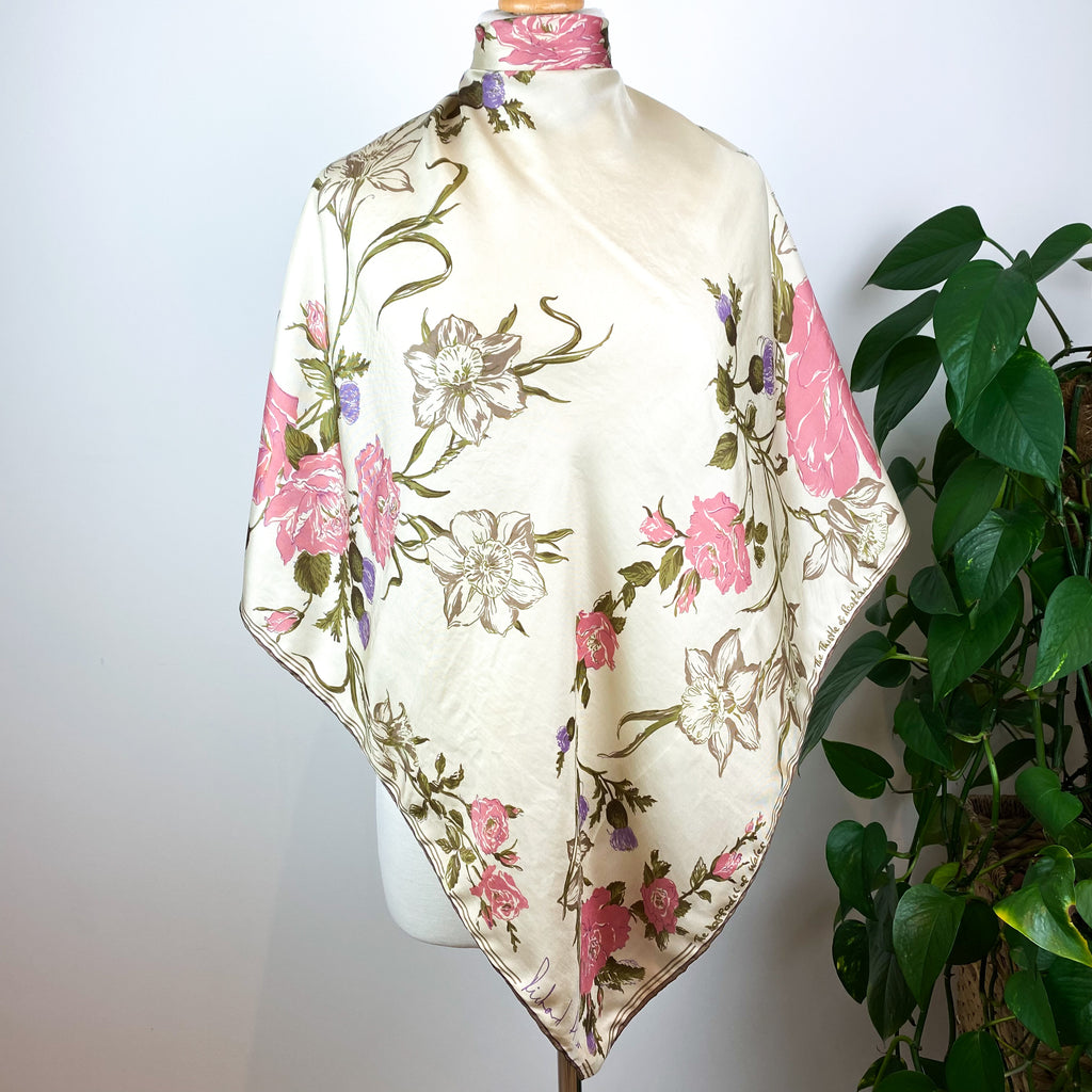 1970s Richard Allan Floral Vintage Silk Scarf