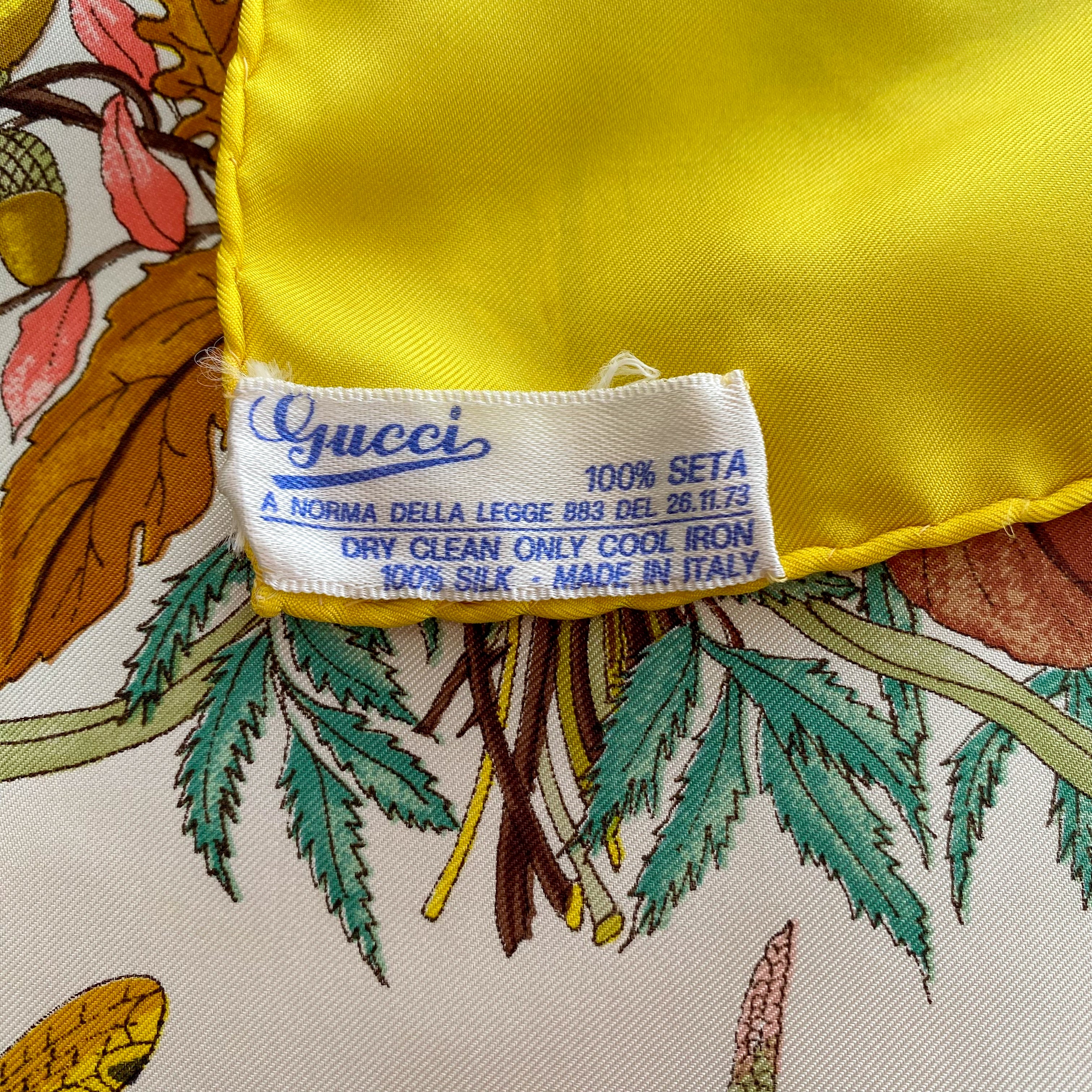 Gucci Designer Botanical Vintage Silk Scarf