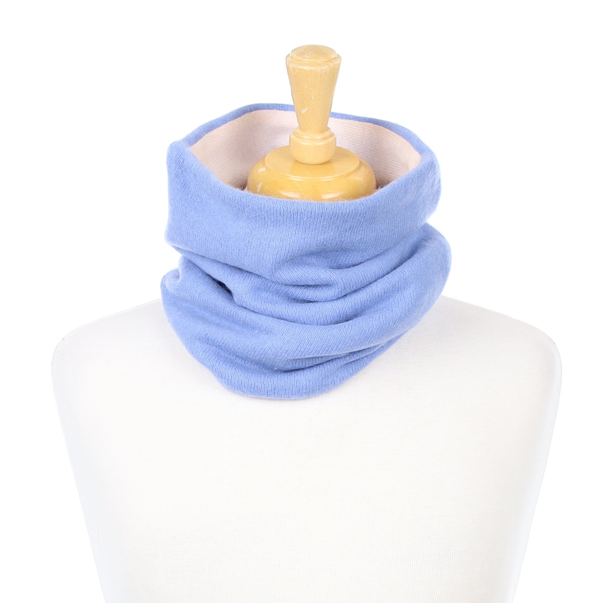 Men’s Cornflower Blue and Cream Luxury Double Layered Snood