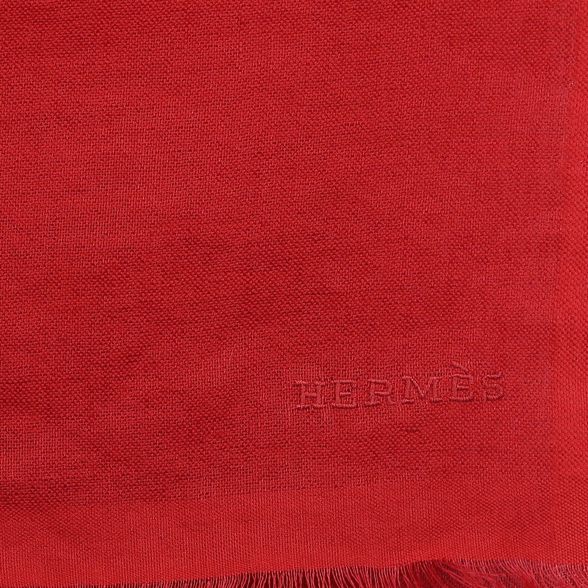 Brand New Boxed Hermès Berry Red Cashmere Blend Wrap