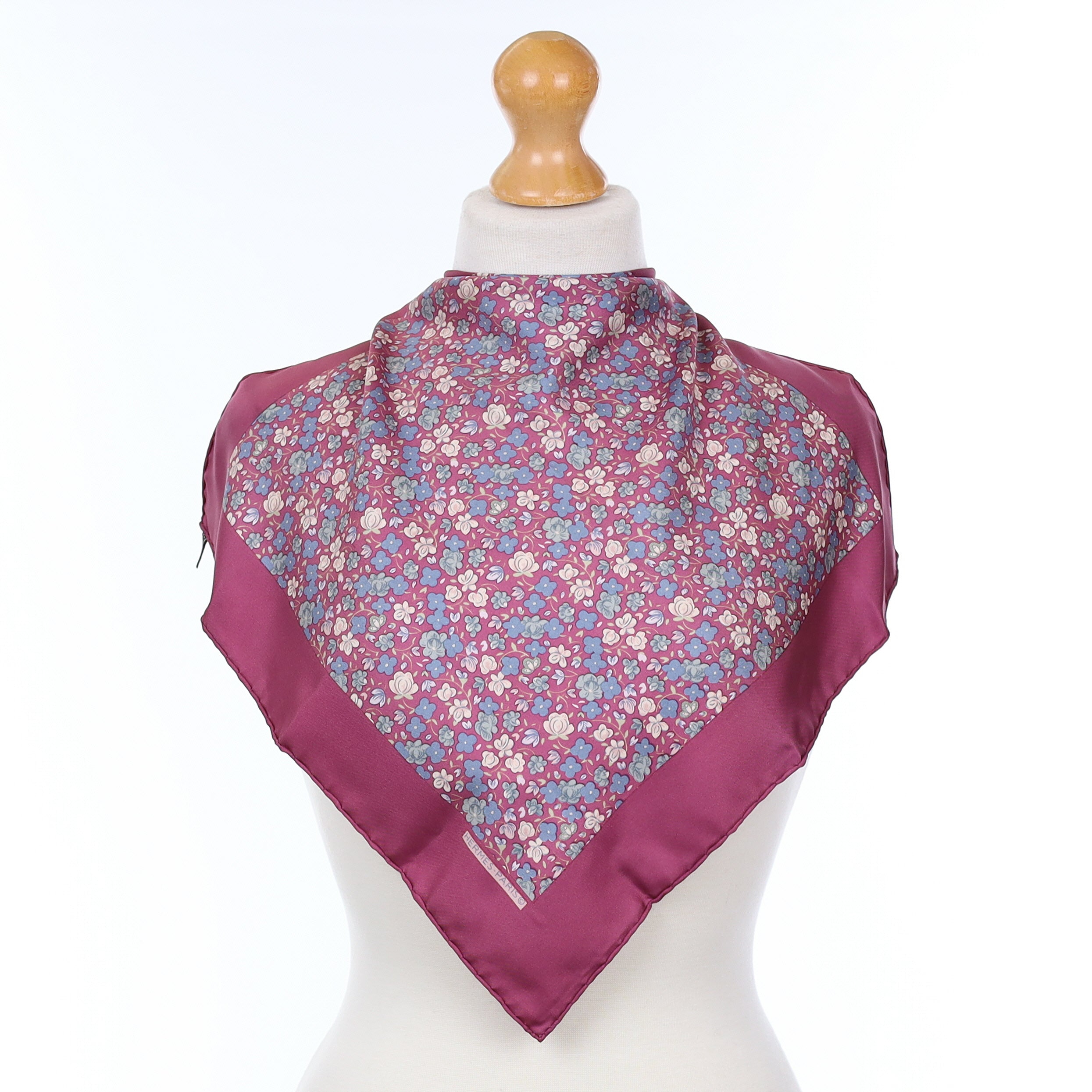 Hermès Purple Floral 42 Silk Scarf