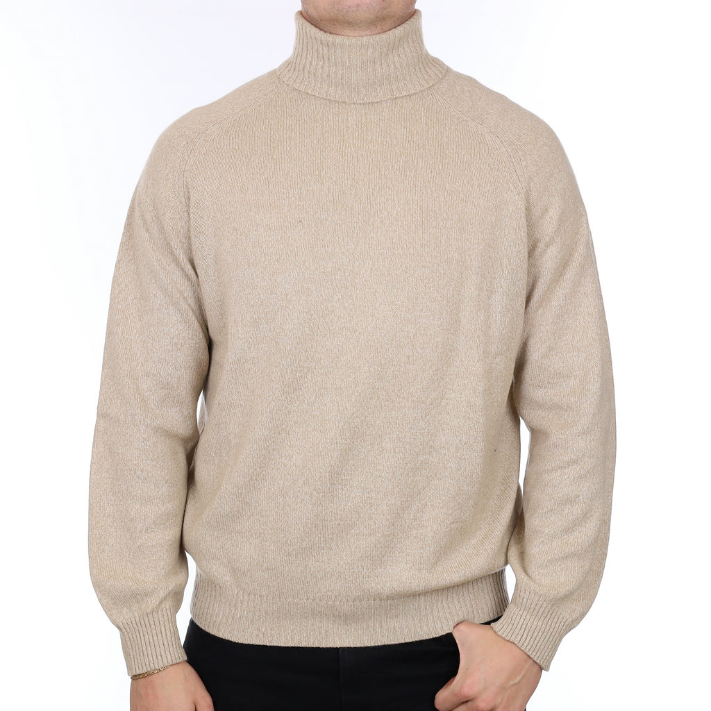 Men’s Italian Ermenegildo Zegna Beige Marl Polo Neck Jumper XL