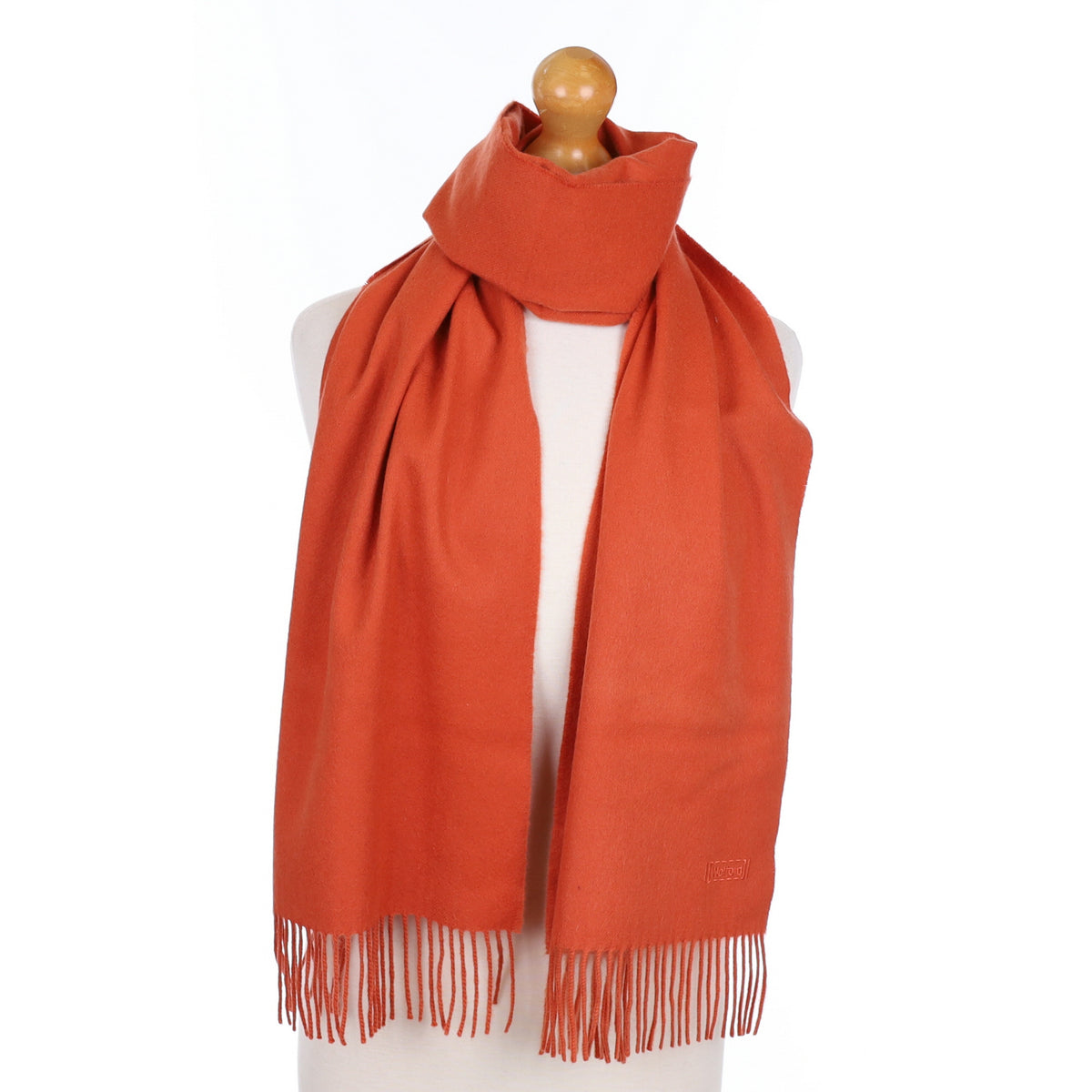 Sienna Orange Cashmere Fringed Woven Scarf