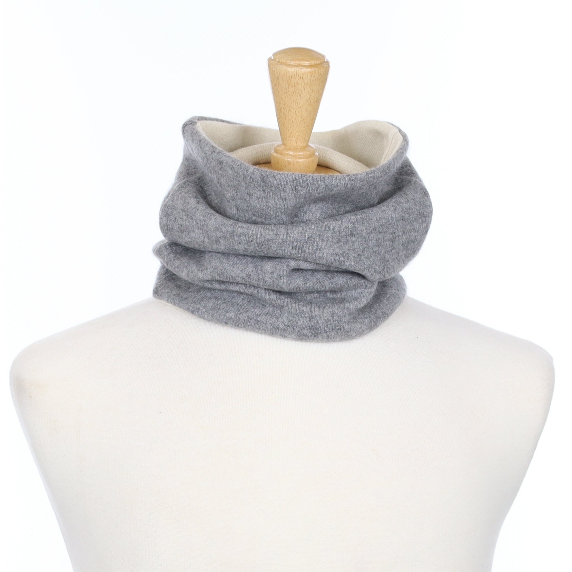 Ash Grey and Ivory Luxury Double Layered Snood