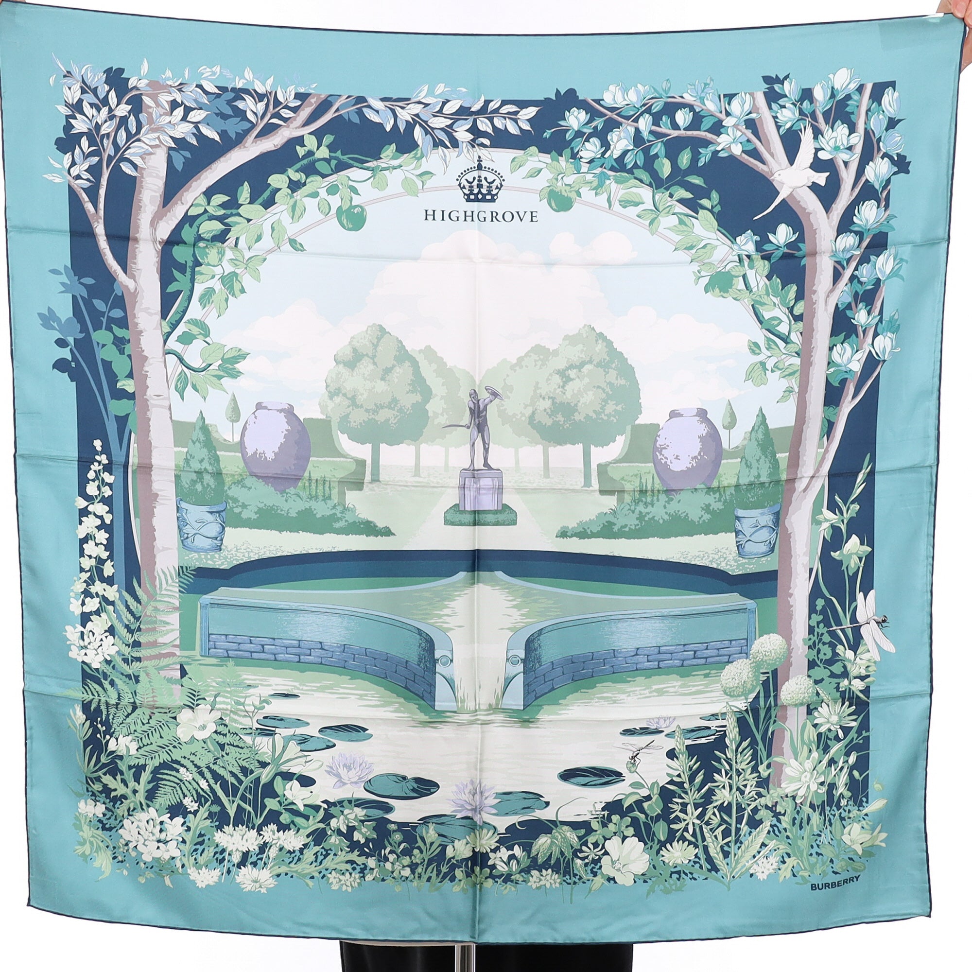 Brand New Boxed Burberry Garden Scene Silk Scarf