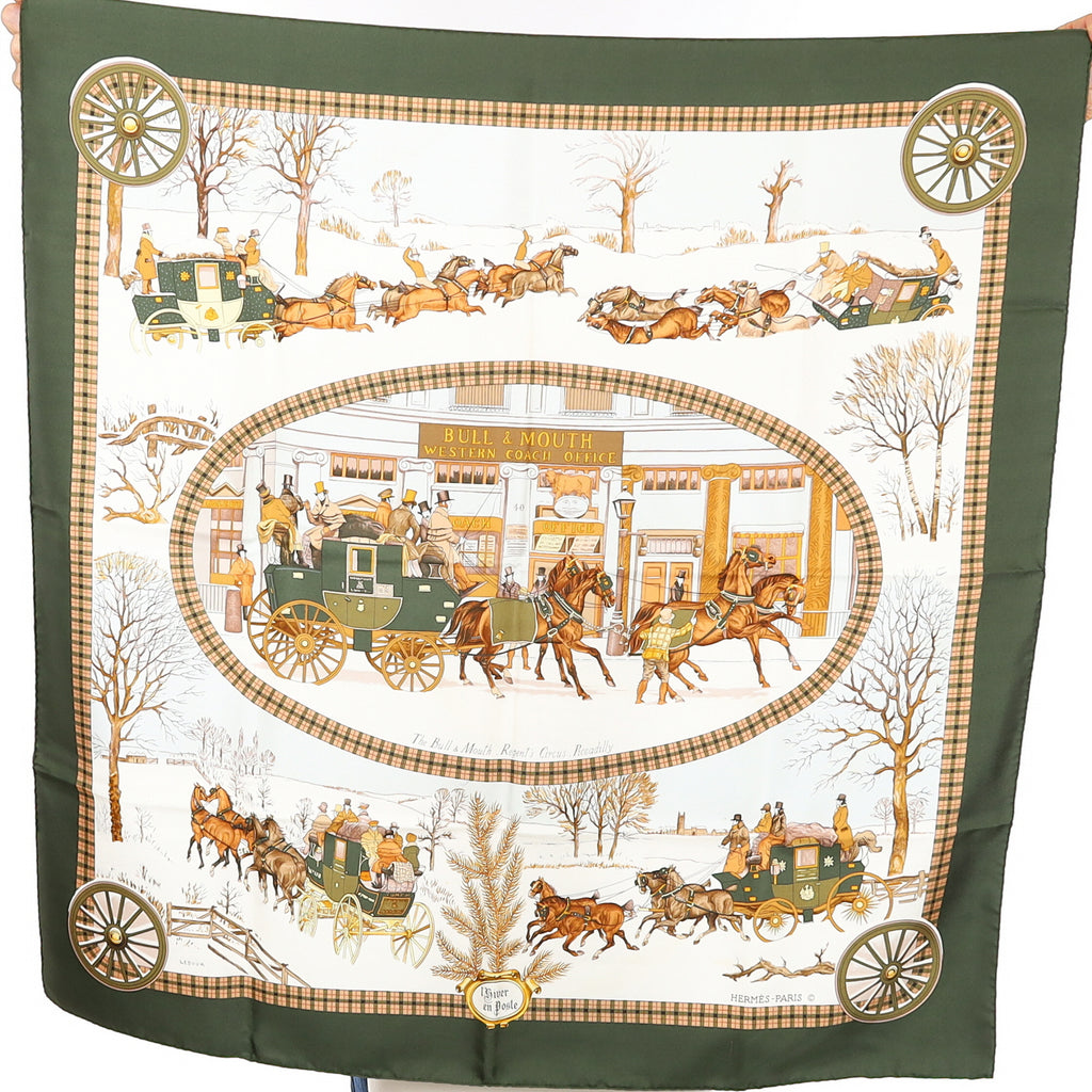 Hermès L’Hiver en Poste Silk Scarf