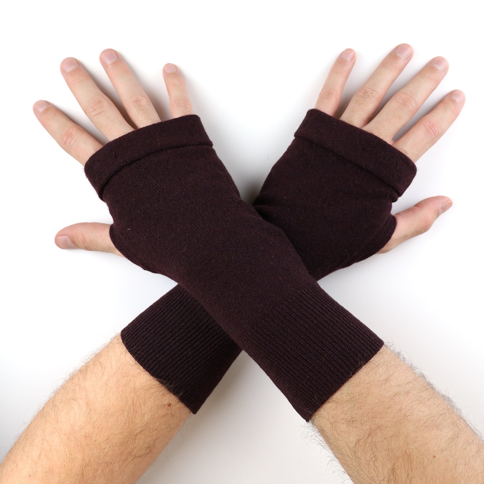 Men’s Deep Aubergine Fingerless Gloves