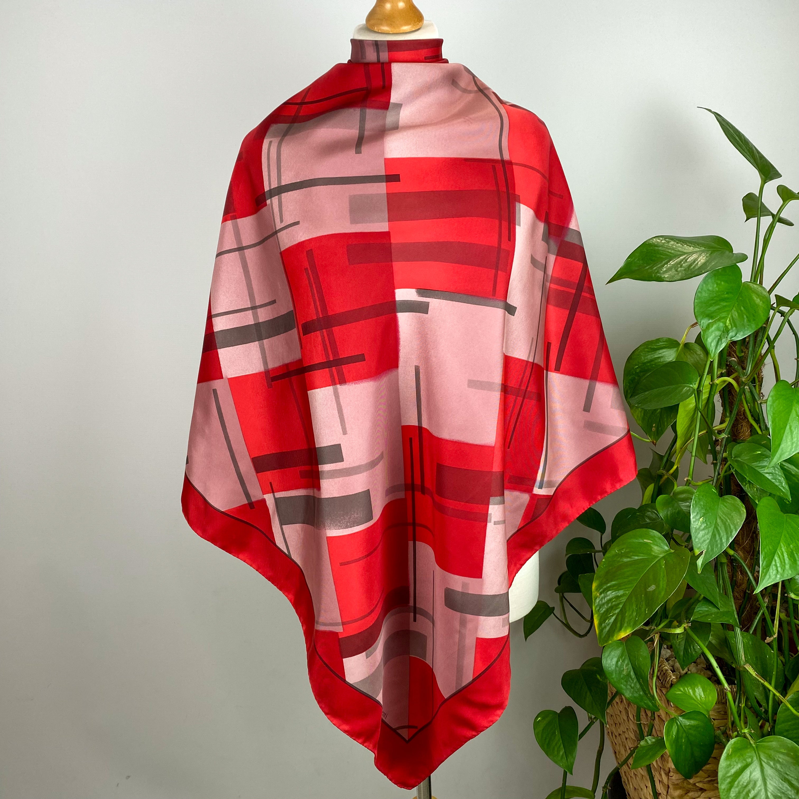 Guido Valenti Red Vintage Silk Scarf