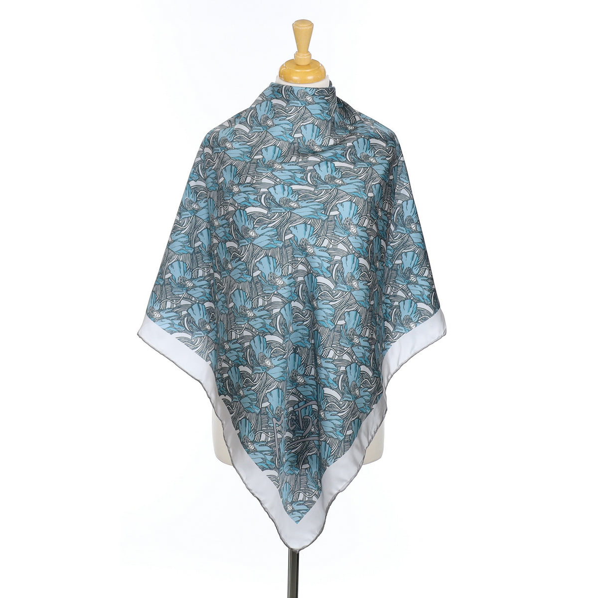 Beckford Abstract Turquoise Floral Vintage Silk Scarf