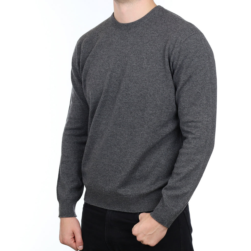 Men’s Brand New Scottish Granite Grey Cashmere Crew Neck Jumper XL