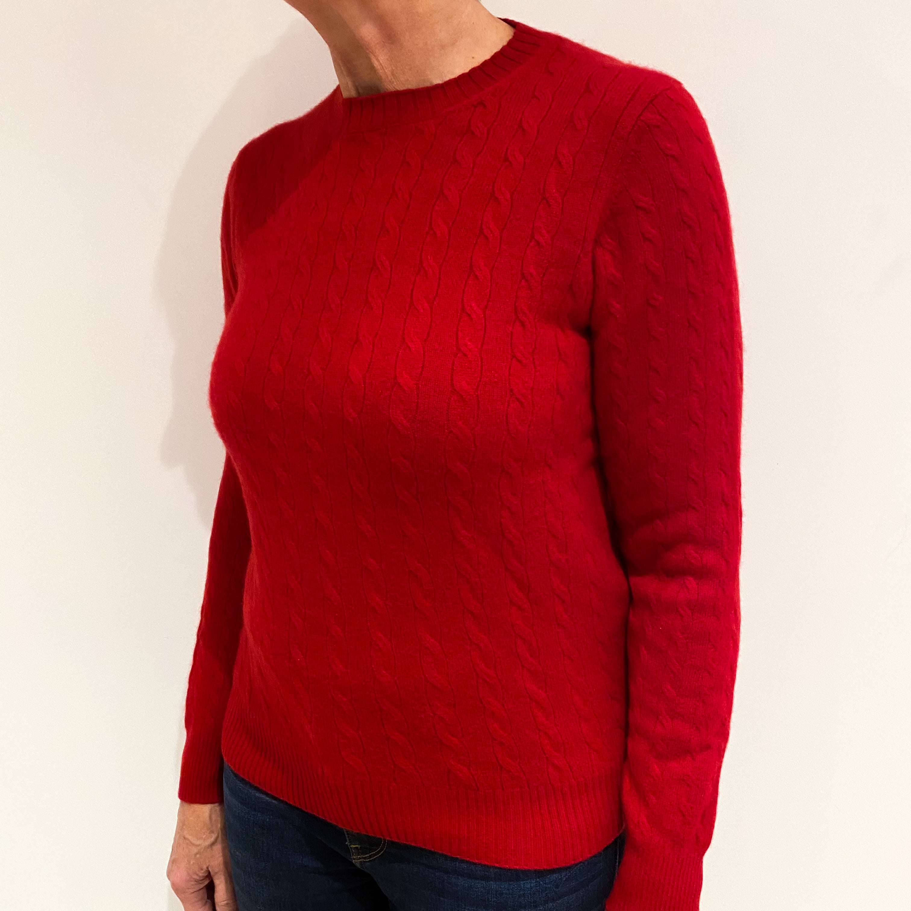 Post Box Red Cashmere Crew Neck Jumper Medium