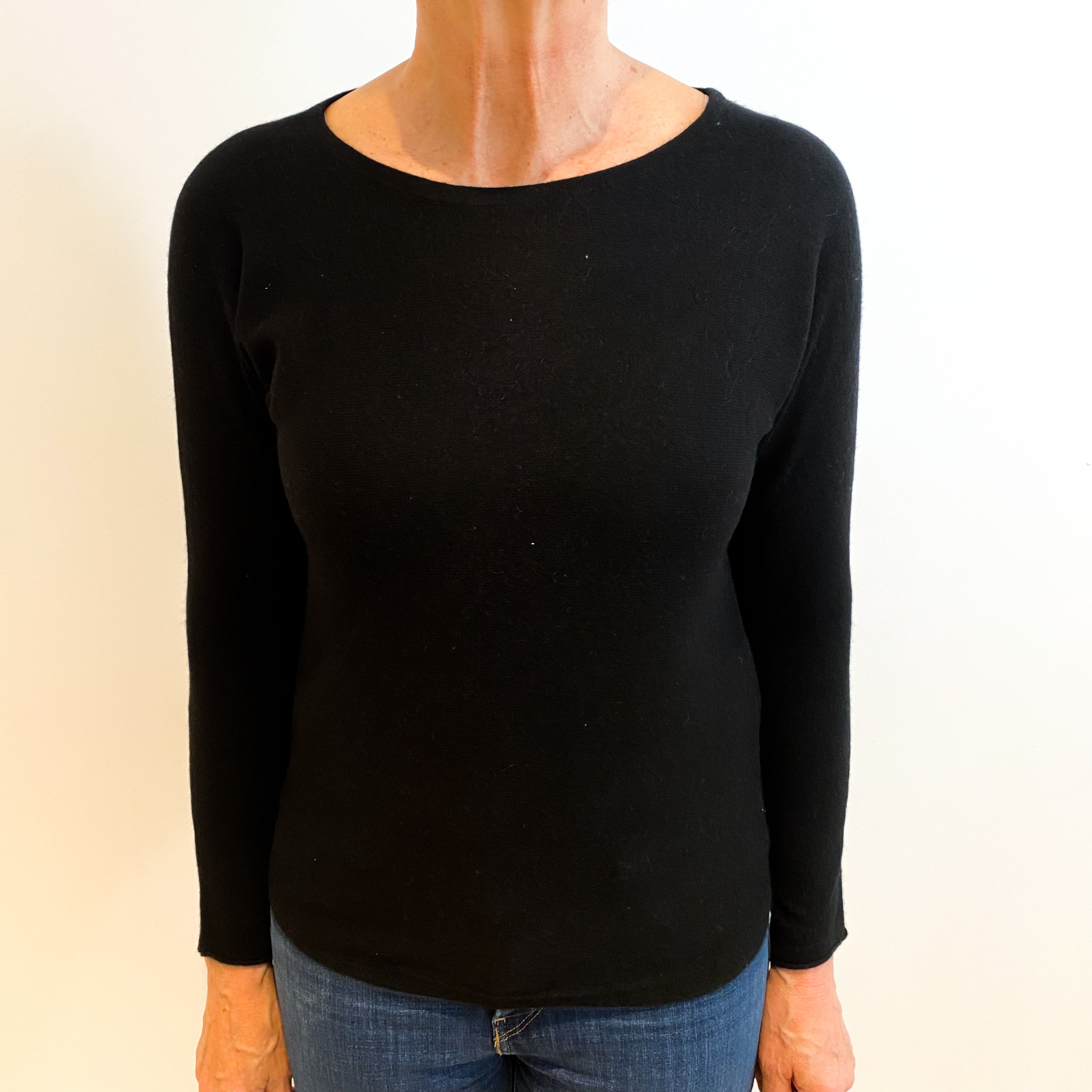 Black Cashmere Wide Crew Neck Jumper Medium