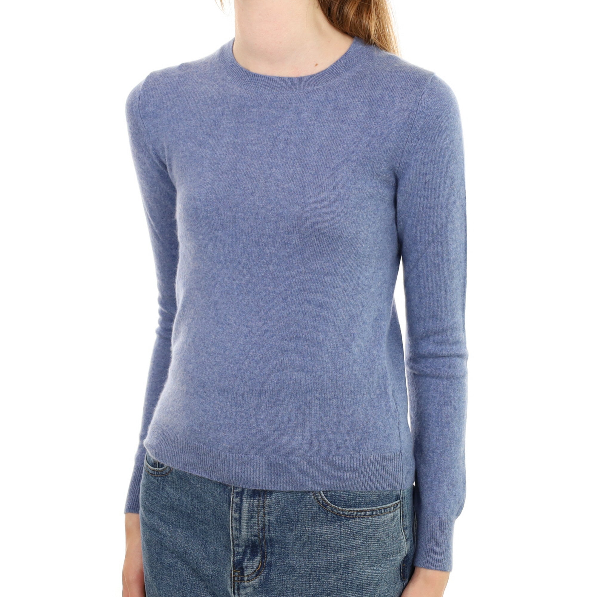 Denim Blue Cashmere Crew Neck Jumper Extra Extra Small