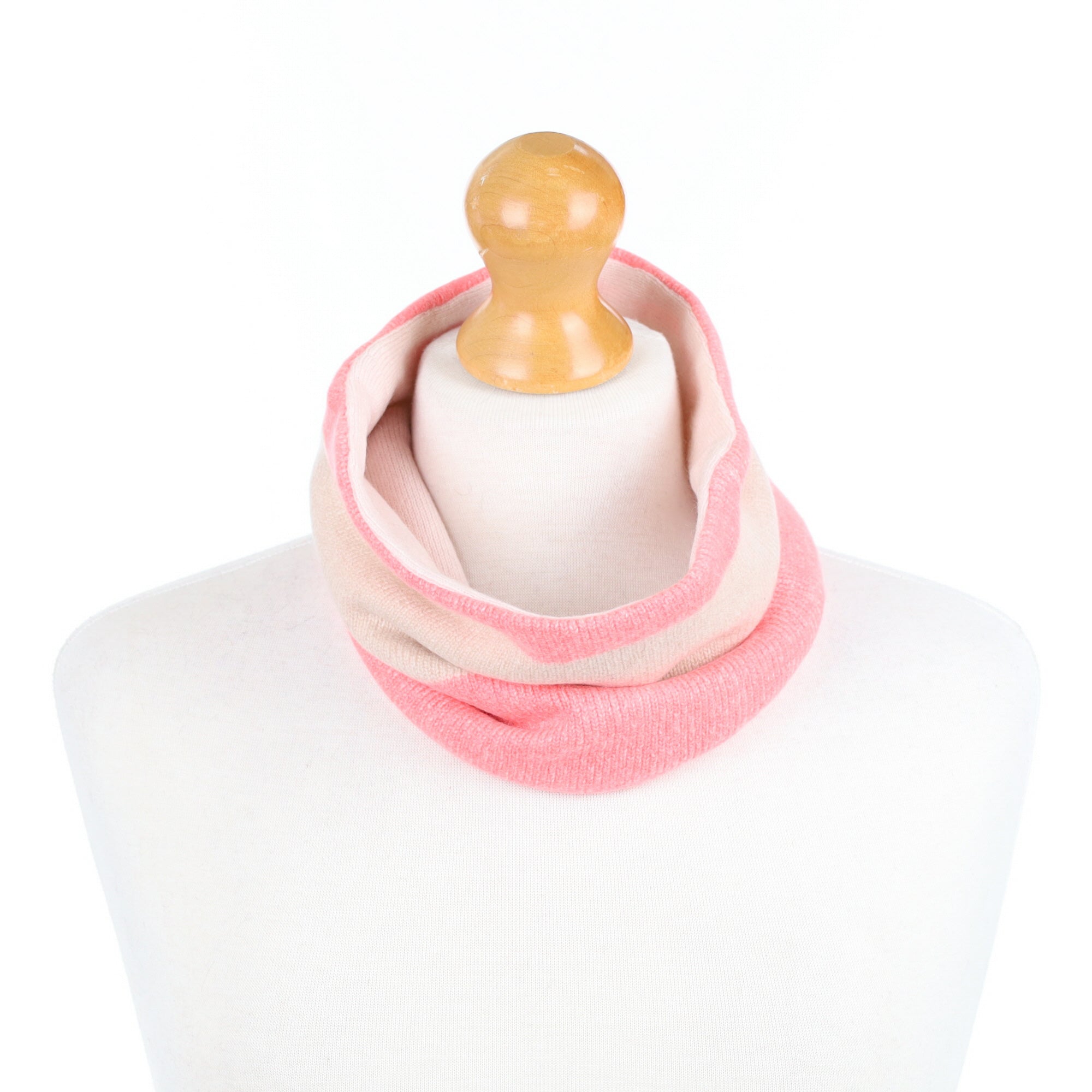 Bright Coral Striped and Baby Pink Neck Warmer