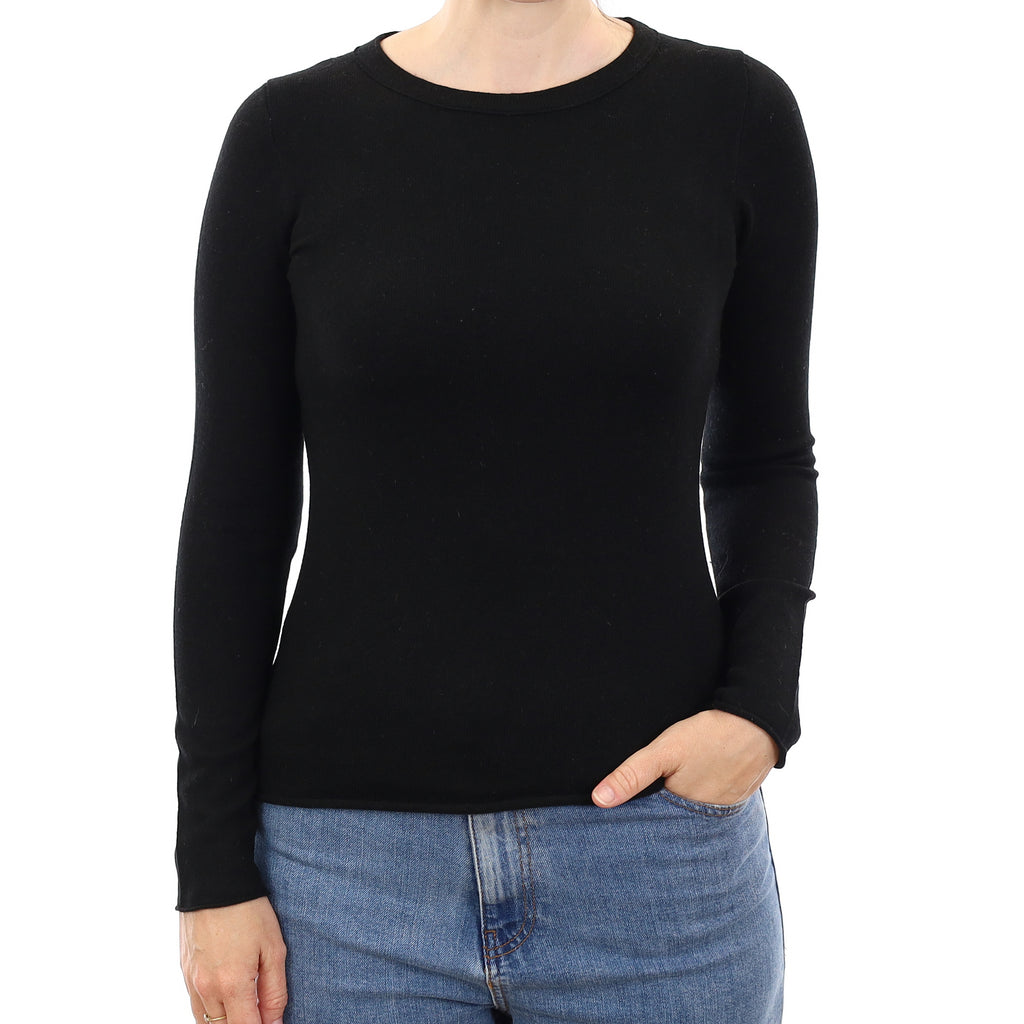 Black Cashmere Crew Neck Jumper Small