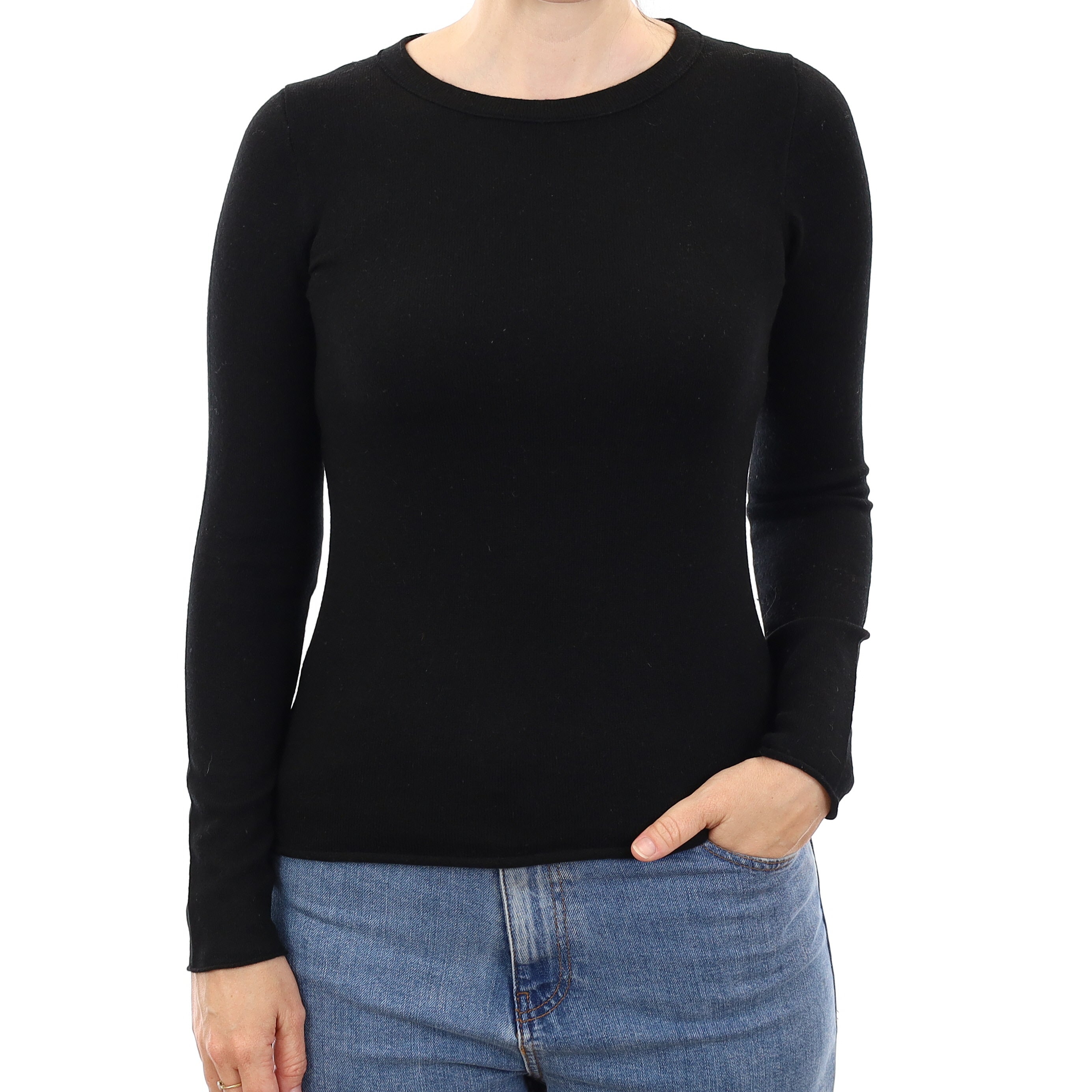 Black Cashmere Crew Neck Jumper Small