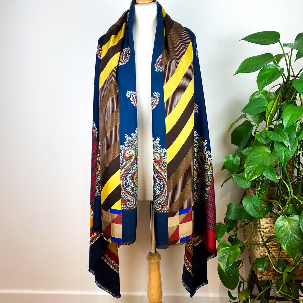 Extra Large Franco Ferrari Designer Silk Scarf